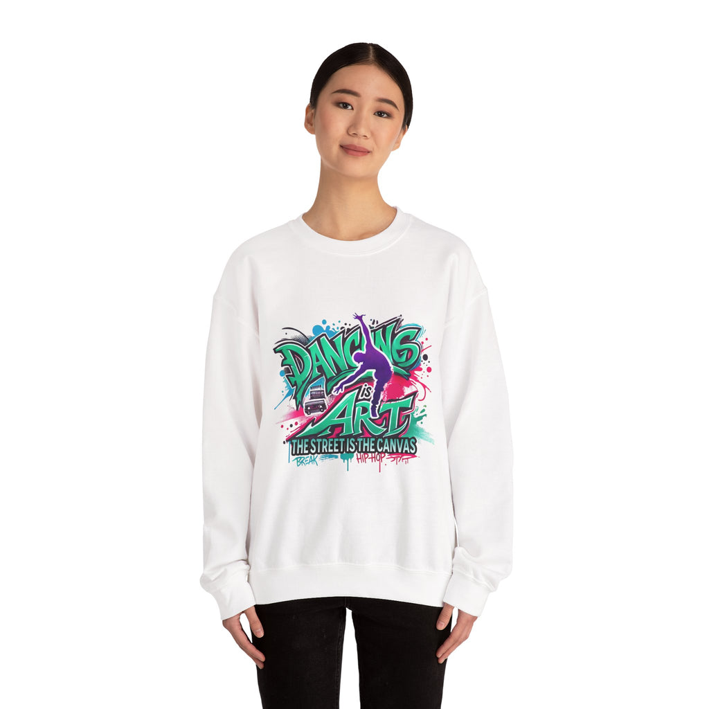 Colorful Street Art Sweatshirt, Unisex Crewneck Pullover, Dance Sweatshirt Gift, Streetwear Apparel, Artsy Fashion
