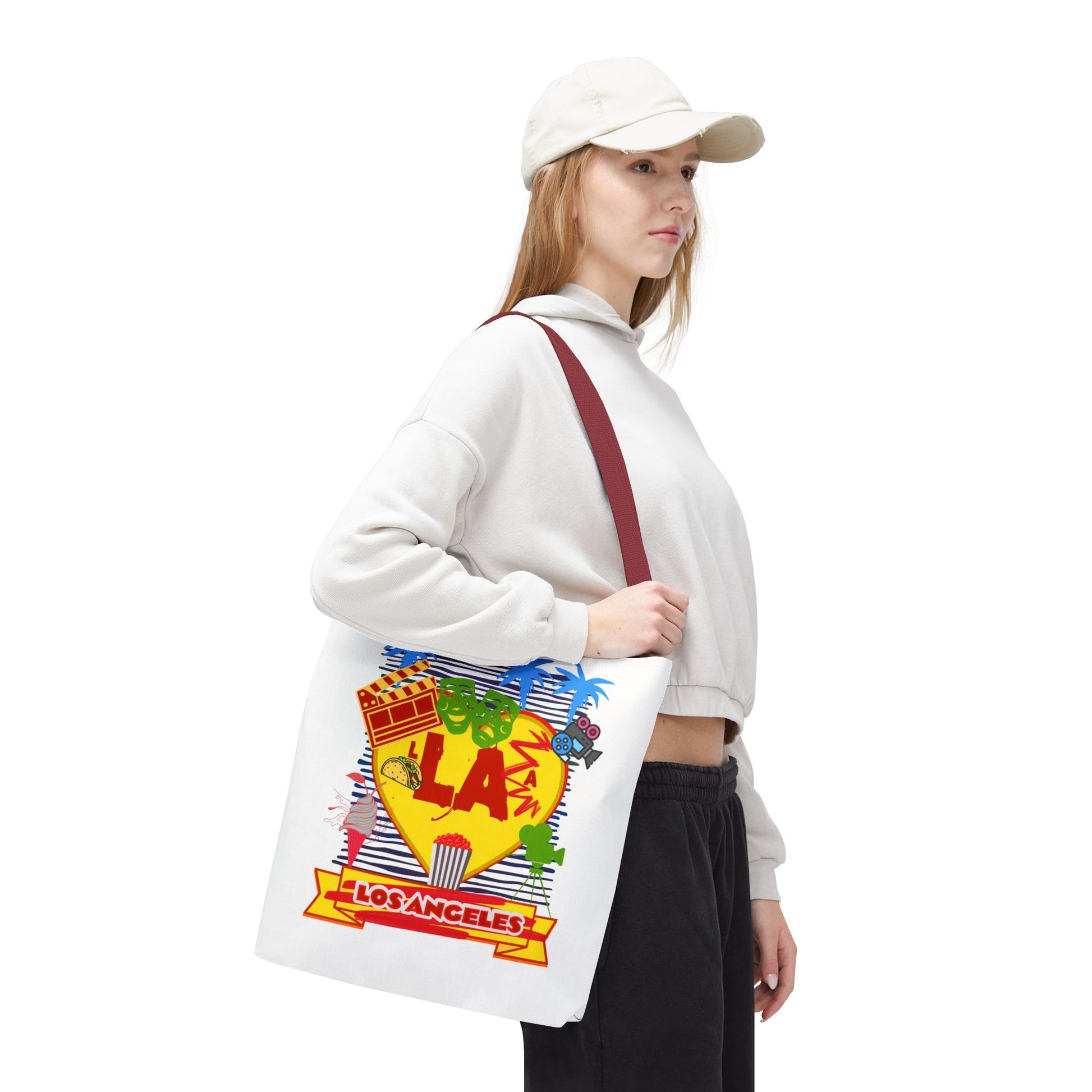 Los Angeles Love Tote Bag, Fun Beach Bag, Travel Tote, Summer Accessory, Gift for Travelers, AOP Design