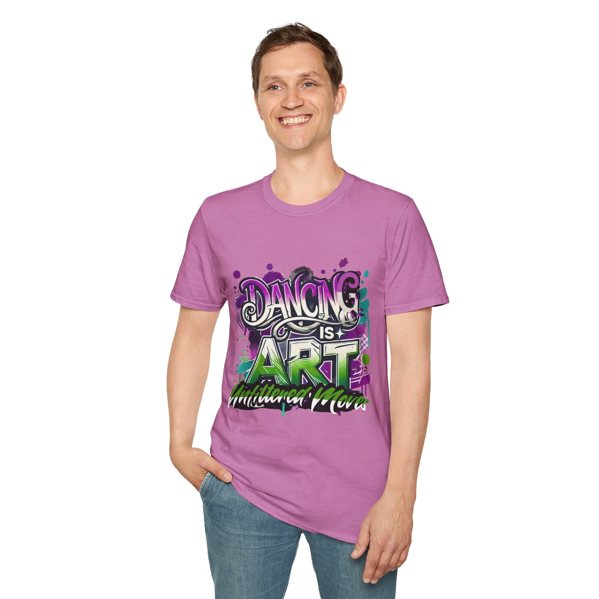 Dance Tee Unisex Softstyle T-Shirt: Dancing is Art & Unfiltered Moves Design