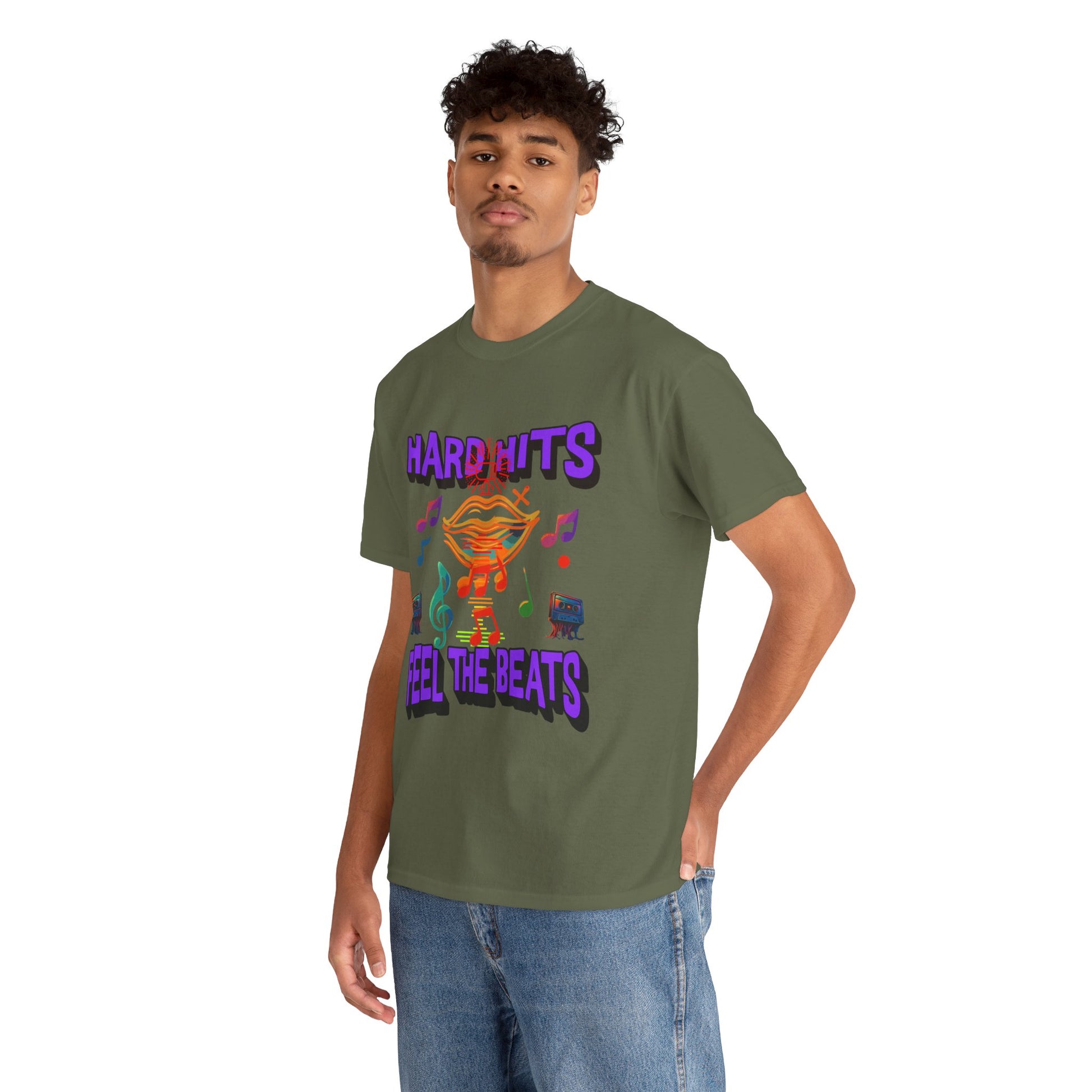 Music Lover Tee - Hard Hits Feel The Beats, Unisex Cotton Shirt, Perfect Gift for Musicians, Concerts, Festivals, Casual Wear