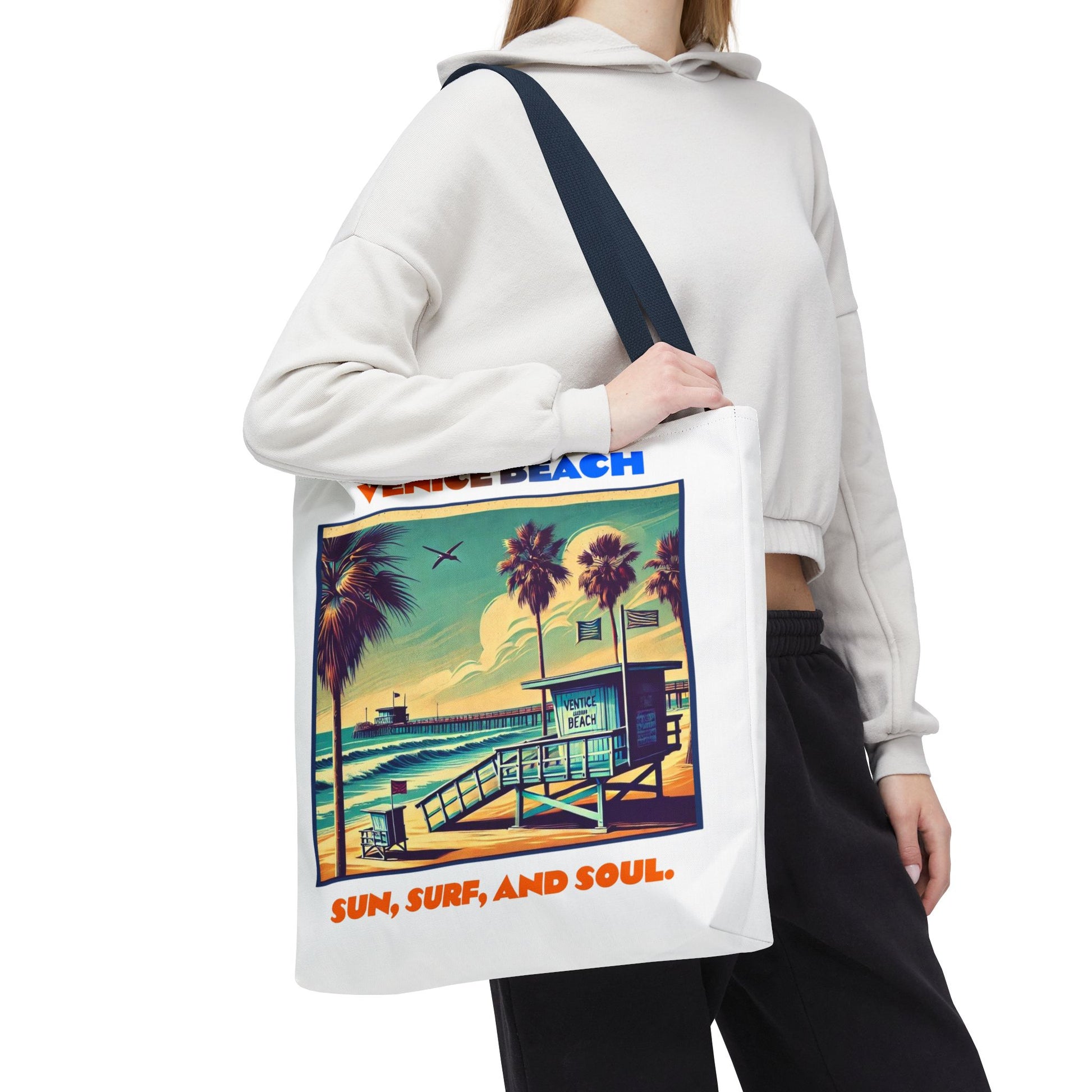 Venice Beach Tote Bag - Sun, Surf, and Soul, Beach Bag, Eco-Friendly, Summer Essential, Travel Tote, Gift for Beach Lovers