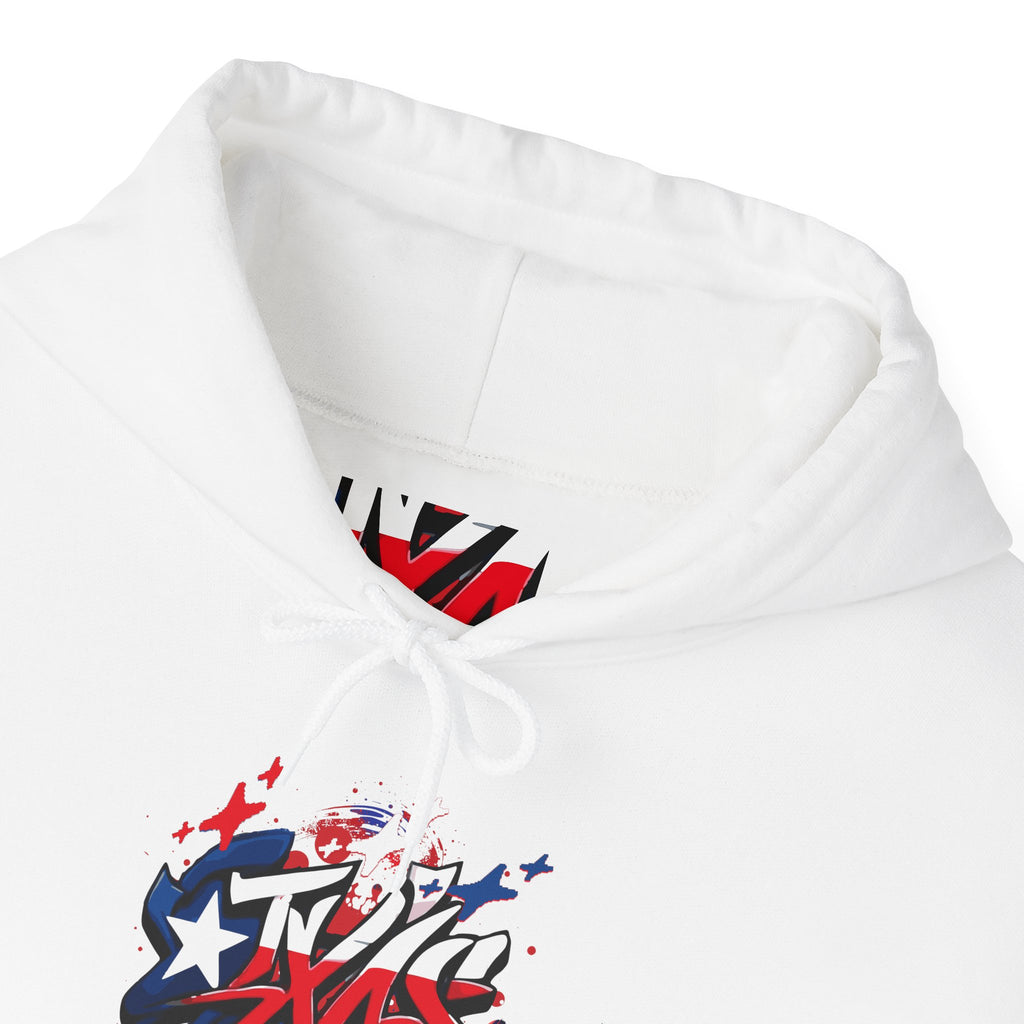 Patriotic Graffiti Hoodie, Cozy Sweatshirt for Casual Wear, Perfect Gift for July 4th, Stylish Streetwear, Unisex Fashion