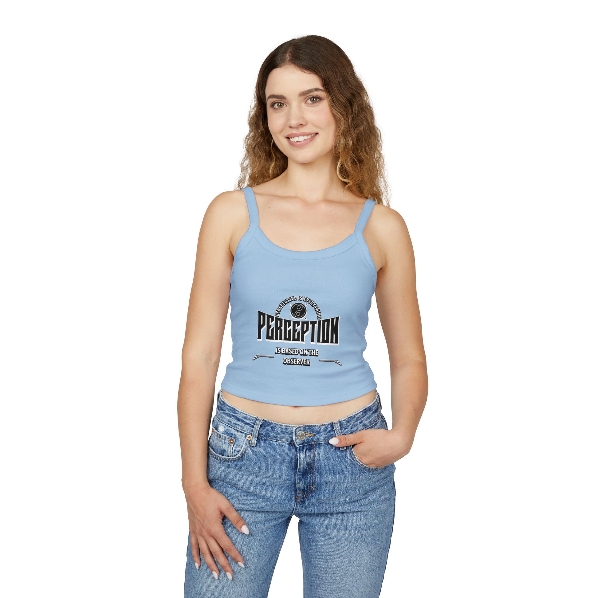 Women's Spaghetti Strap Tank Top - 'Perception' Graphic Tee, Casual Summer Wear, Gift for Her, Boho Style, Festival Top