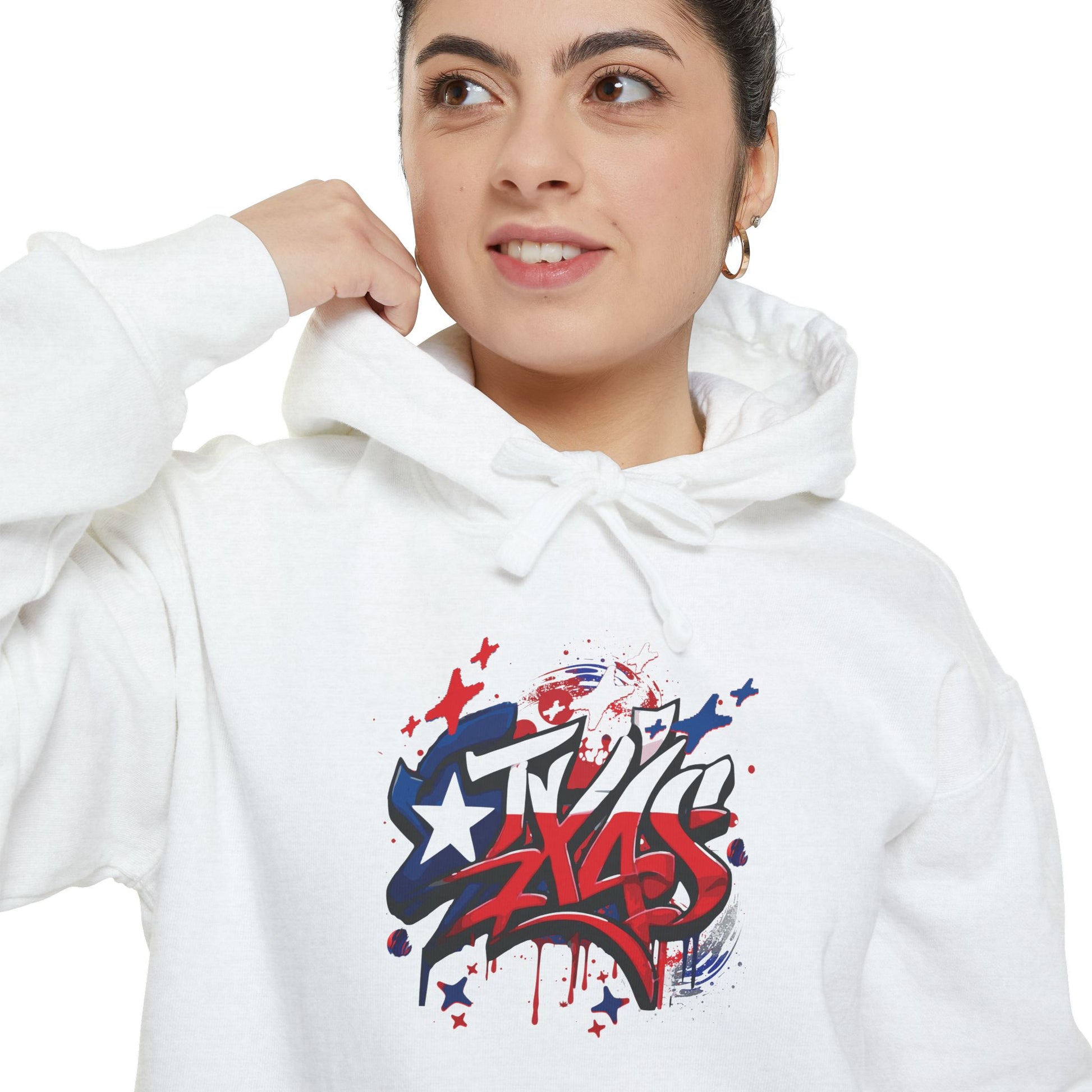 Fourth of July, Street Style Patriotic Graffiti Hoodie – Casual Unisex Sweatshirt for Celebration, Everyday Wear, Gift Idea, Summer BBQ, Fourth of July, Street Style