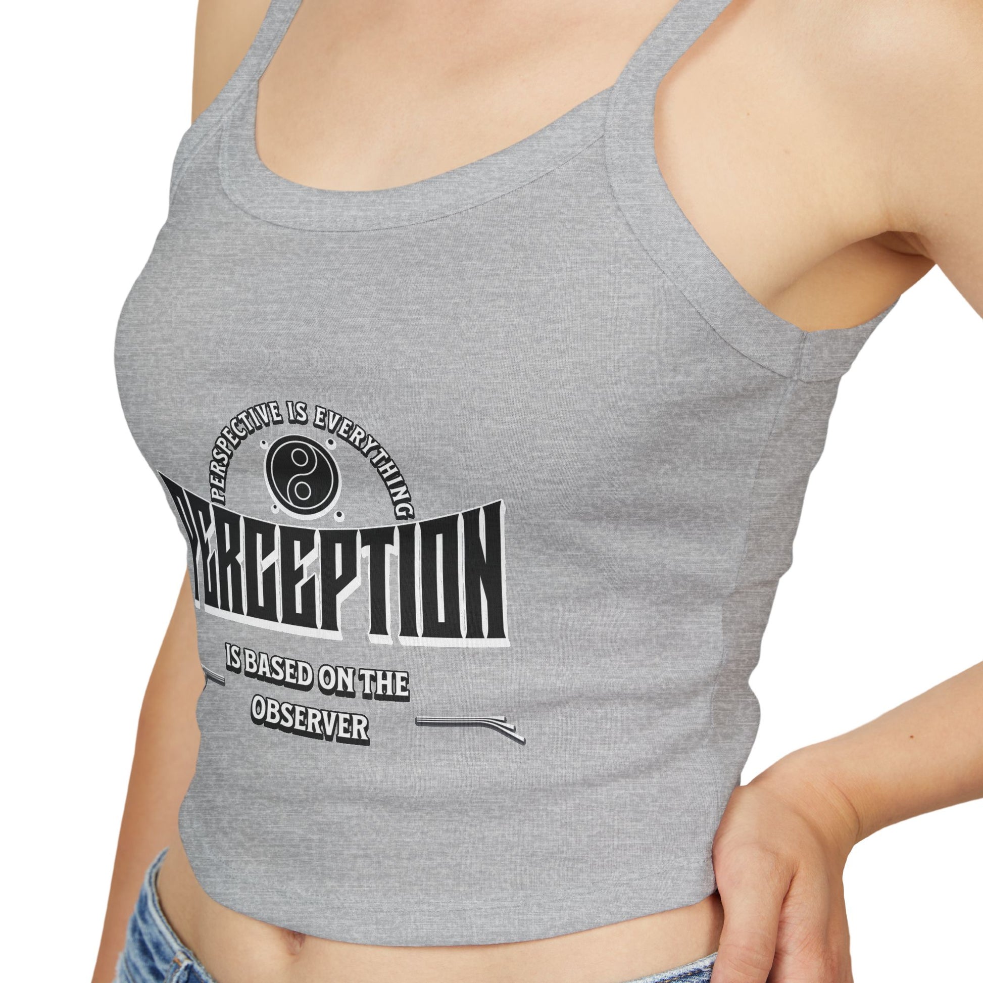 Women's Spaghetti Strap Tank Top - 'Perception' Graphic Tee, Casual Summer Wear, Gift for Her, Boho Style, Festival Top