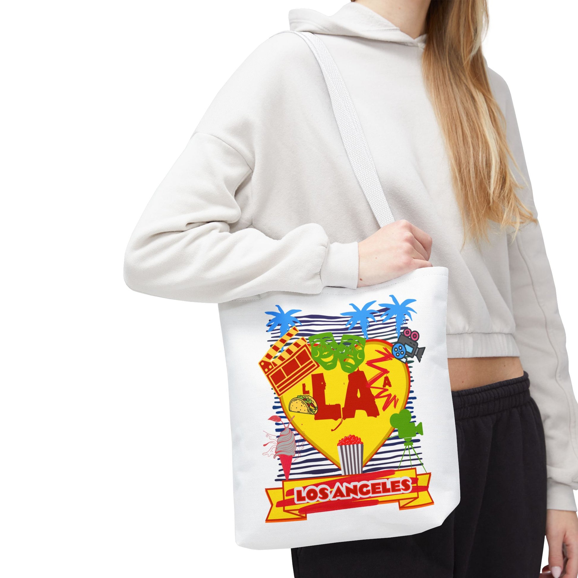Los Angeles Love Tote Bag, Fun Beach Bag, Travel Tote, Summer Accessory, Gift for Travelers, AOP Design