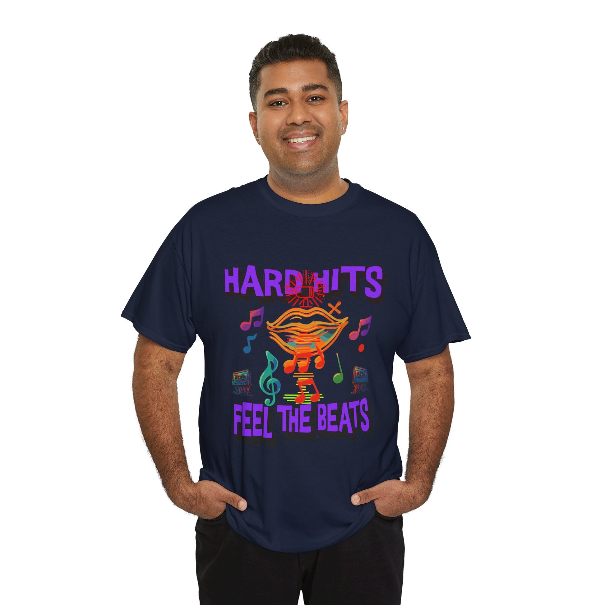 Music Lover Tee - Hard Hits Feel The Beats, Unisex Cotton Shirt, Perfect Gift for Musicians, Concerts, Festivals, Casual Wear