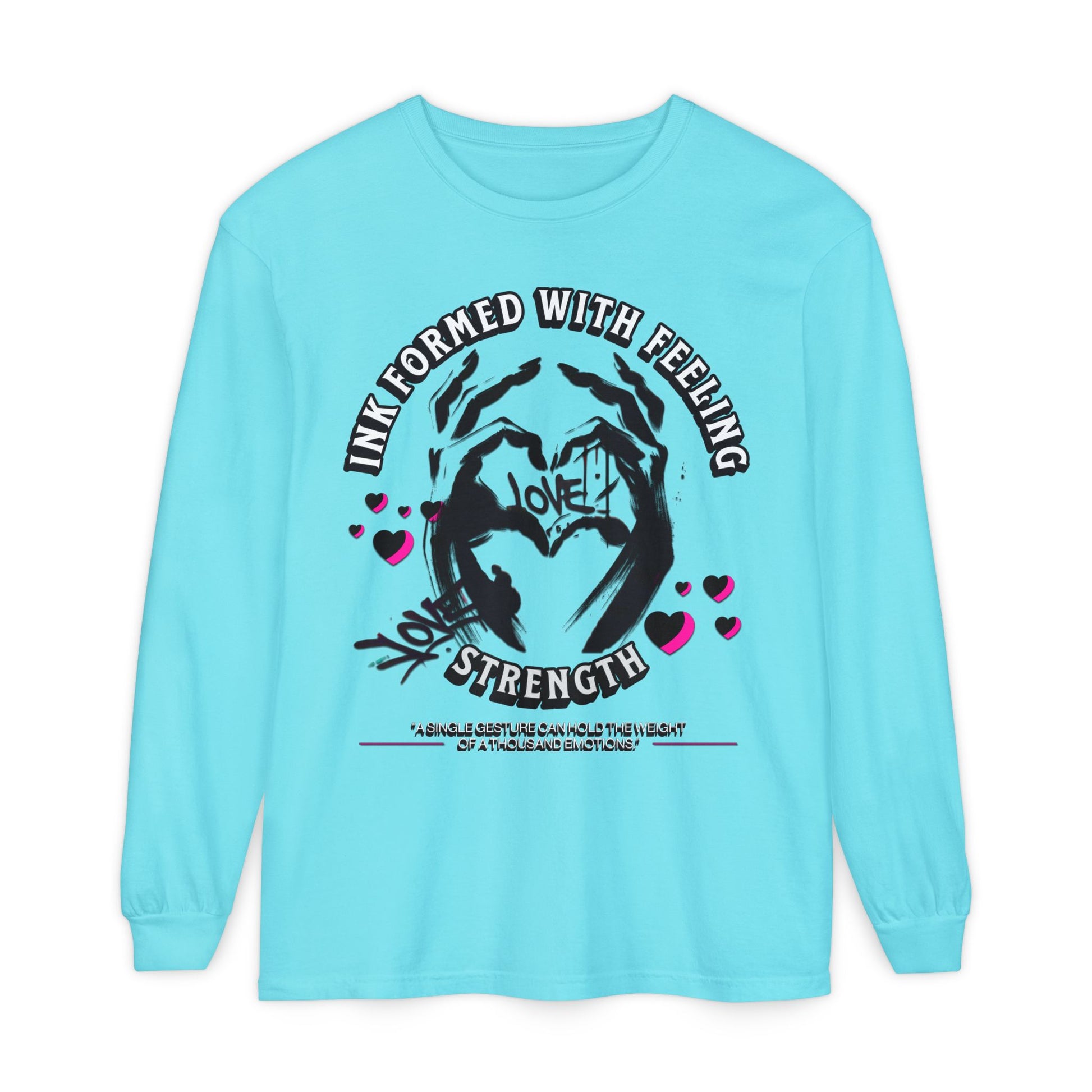 Wearable Art Long-Sleeve Tee  T-Shirt Love and Strength Graphic Design