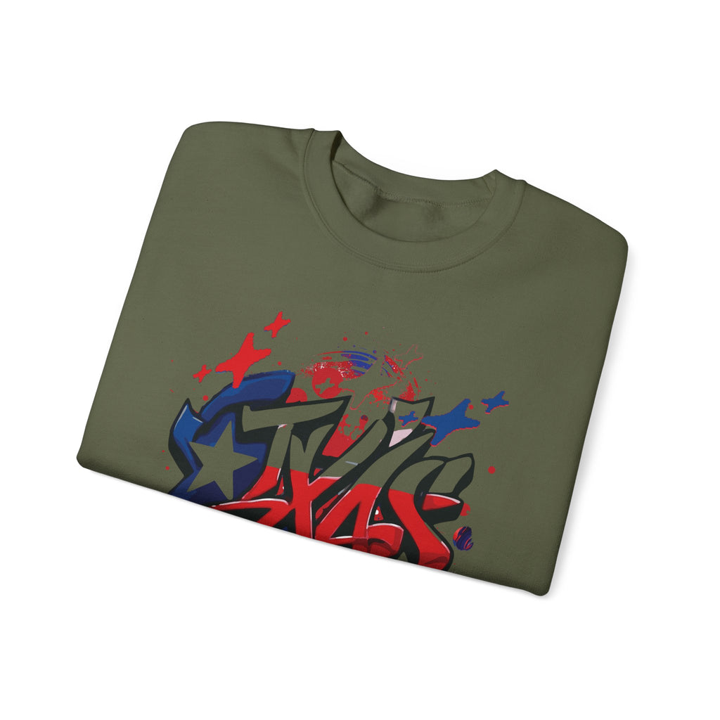 Texas Graffiti Crewneck Sweatshirt, Urban Streetwear, Unisex Fashion, Graphic Sweatshirt, Cozy Layering Piece, Gift for Him/Her