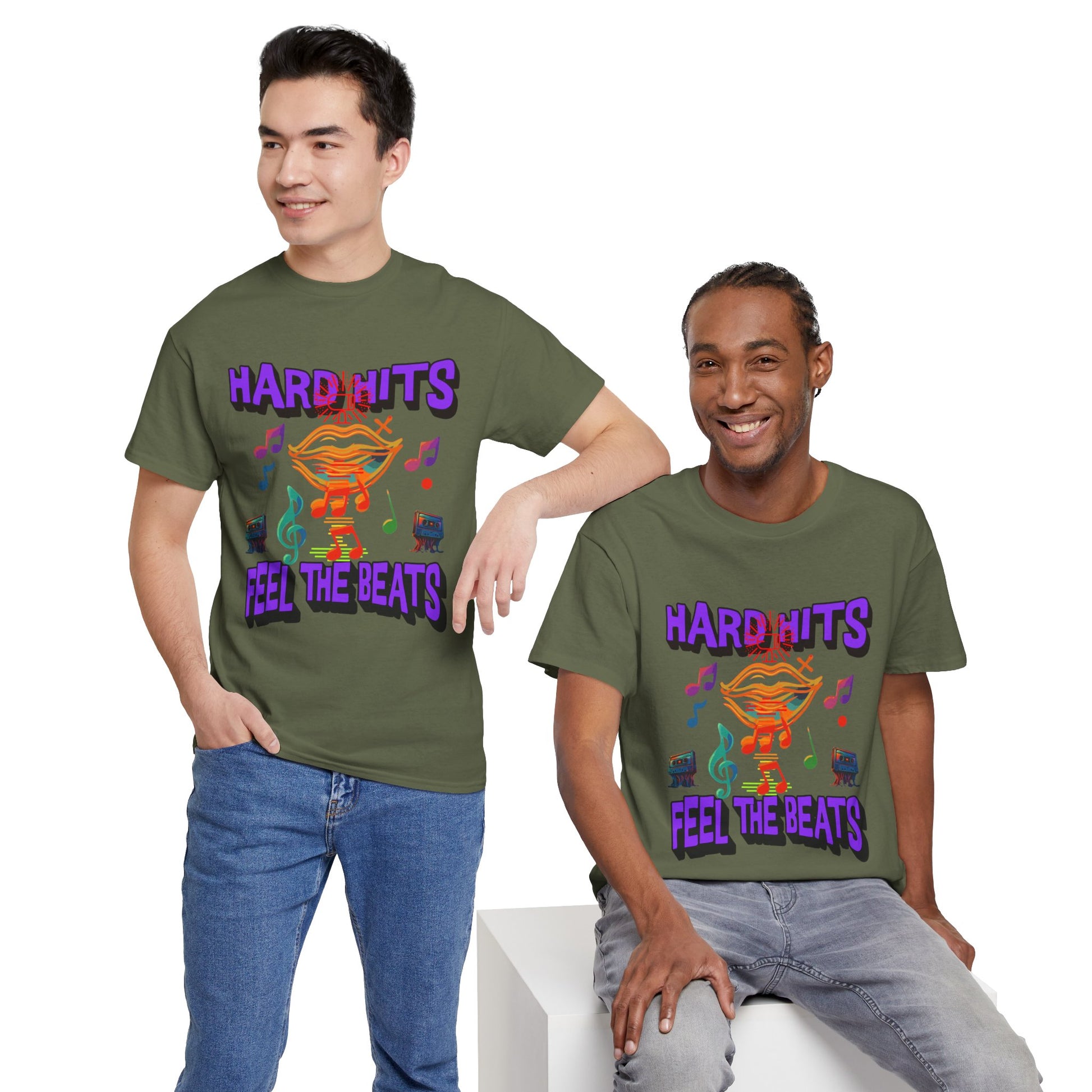 Music Lover Tee - Hard Hits Feel The Beats, Unisex Cotton Shirt, Perfect Gift for Musicians, Concerts, Festivals, Casual Wear