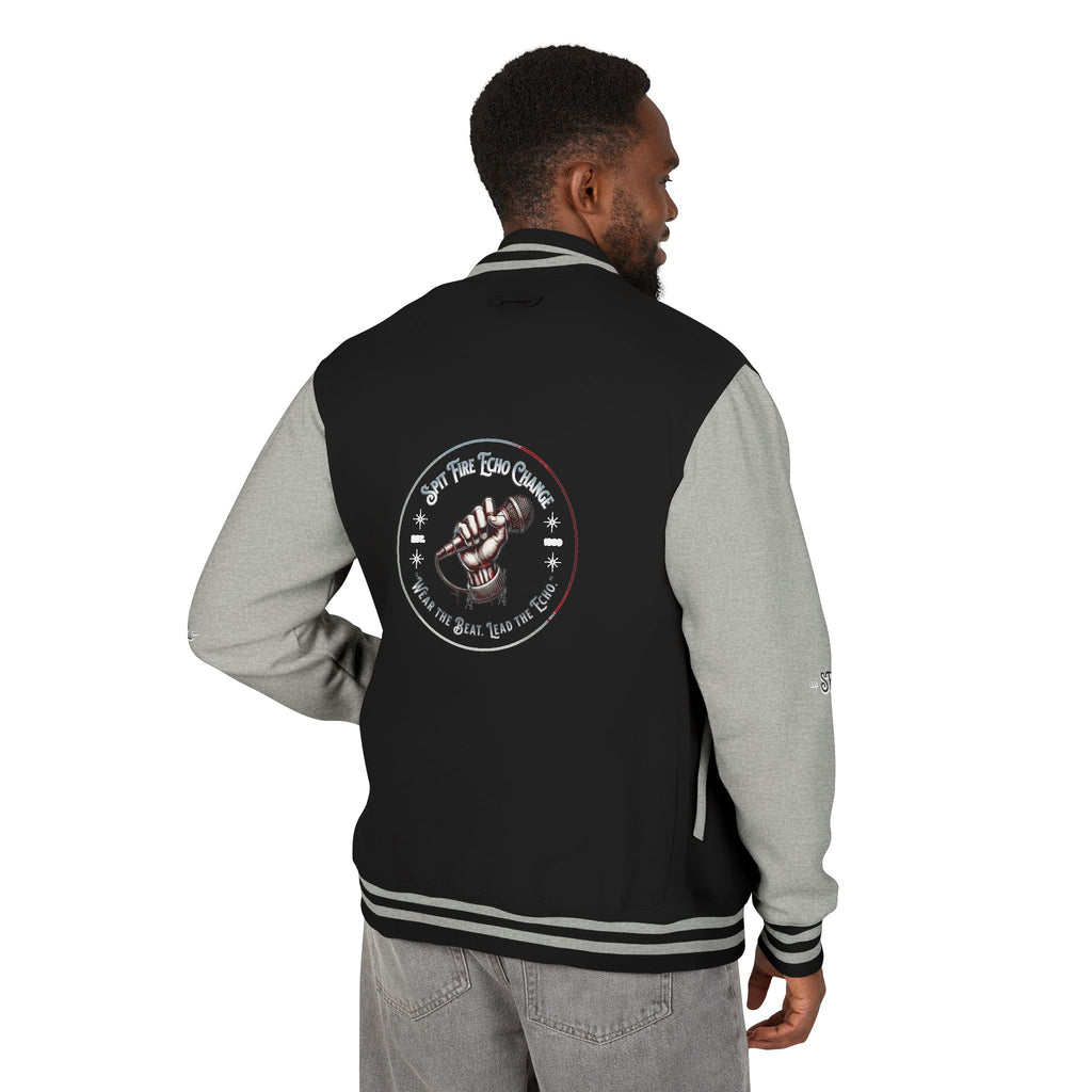 Unisex Varsity Letterman Jacket – Spit Fire Echo Change Embroidered Design