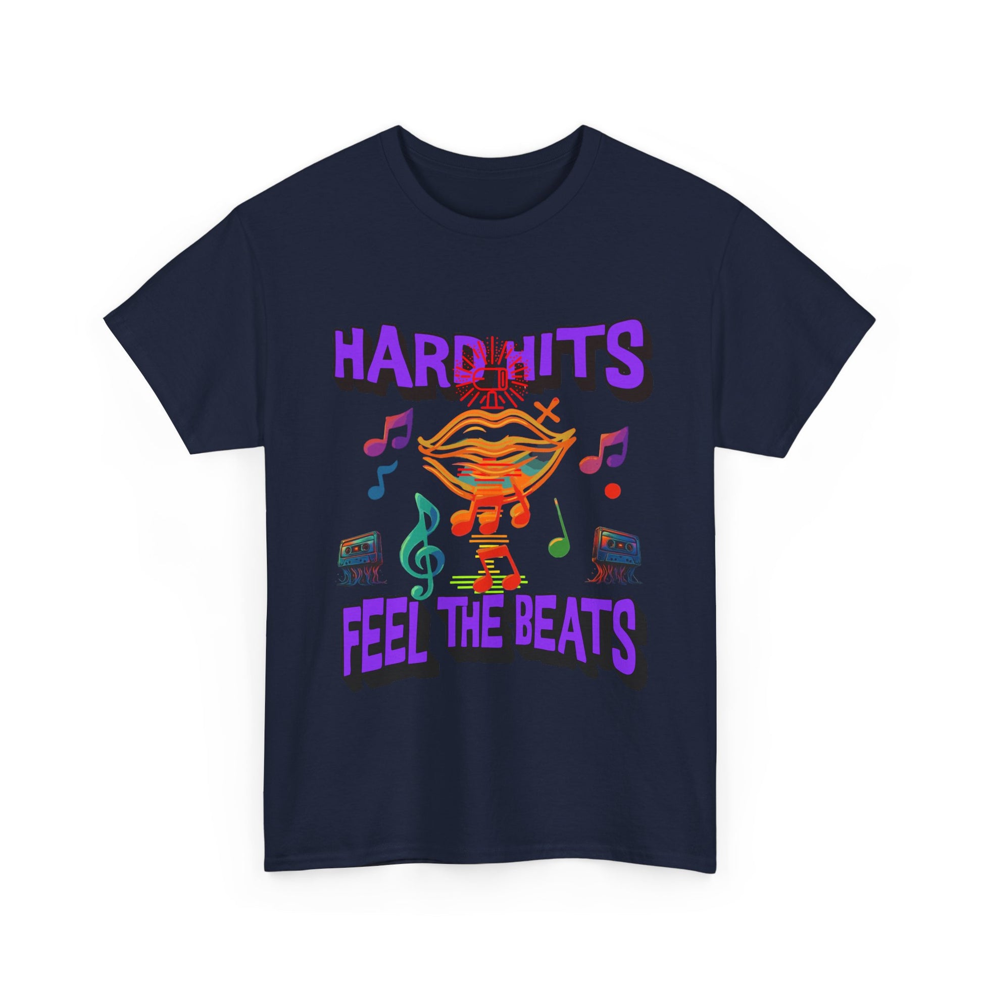 Music Lover Tee - Hard Hits Feel The Beats, Unisex Cotton Shirt, Perfect Gift for Musicians, Concerts, Festivals, Casual Wear