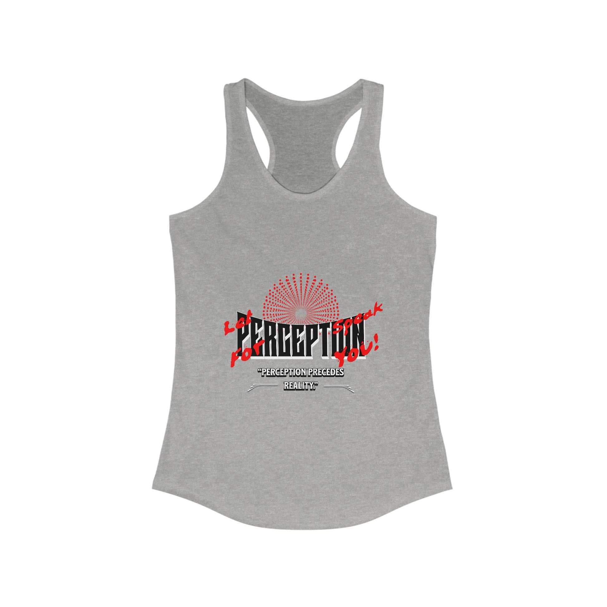 Women's Racerback Tank Top with 'Perception' Design, Women's Workout Apparel, Casual Summer Top, Gift for Her, Yoga & Fitness Gear