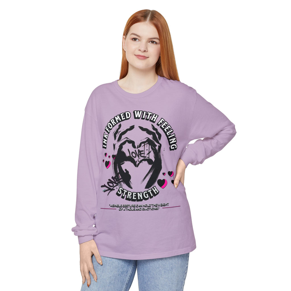 Wearable Art Long-Sleeve Tee  T-Shirt Love and Strength Graphic Design