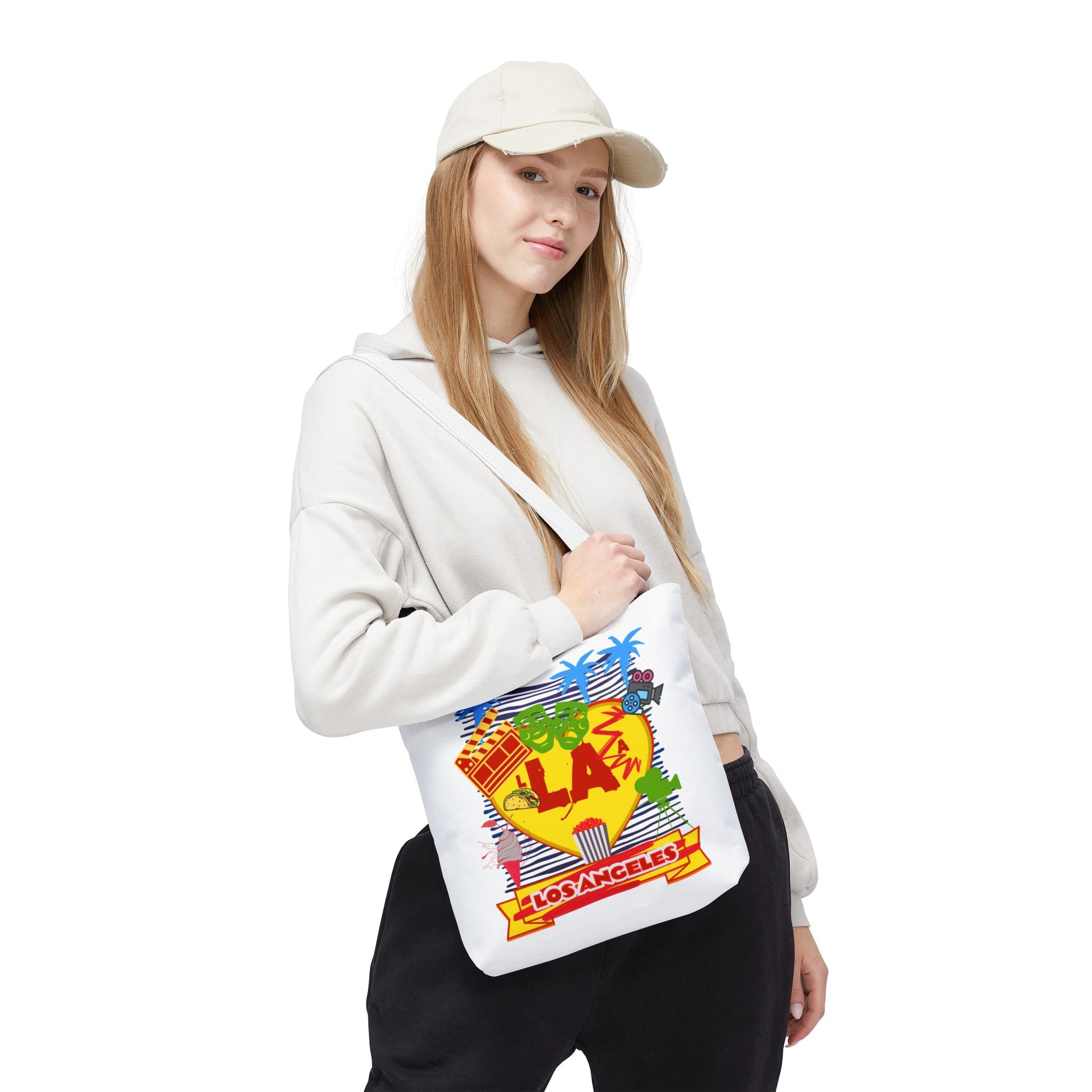 Los Angeles Love Tote Bag, Fun Beach Bag, Travel Tote, Summer Accessory, Gift for Travelers, AOP Design