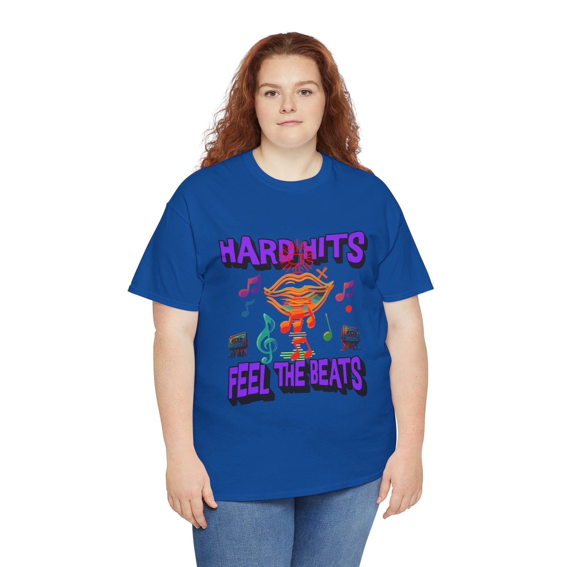 Music Lover Tee - Hard Hits Feel The Beats, Unisex Cotton Shirt, Perfect Gift for Musicians, Concerts, Festivals, Casual Wear