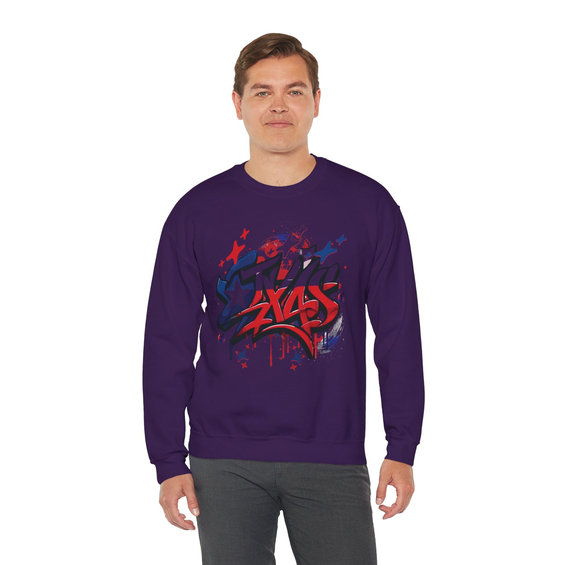 Texas Graffiti Crewneck Sweatshirt, Urban Streetwear, Unisex Fashion, Graphic Sweatshirt, Cozy Layering Piece, Gift for Him/Her