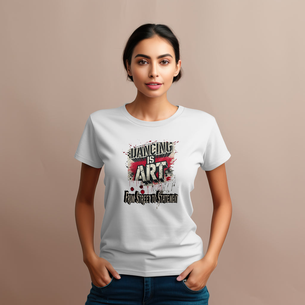 Dancing is Art Cotton Tee, Artistic Women's Shirt, Graphic Dance Top, Unique Gift for Dancers, Trendy Streetwear Tee