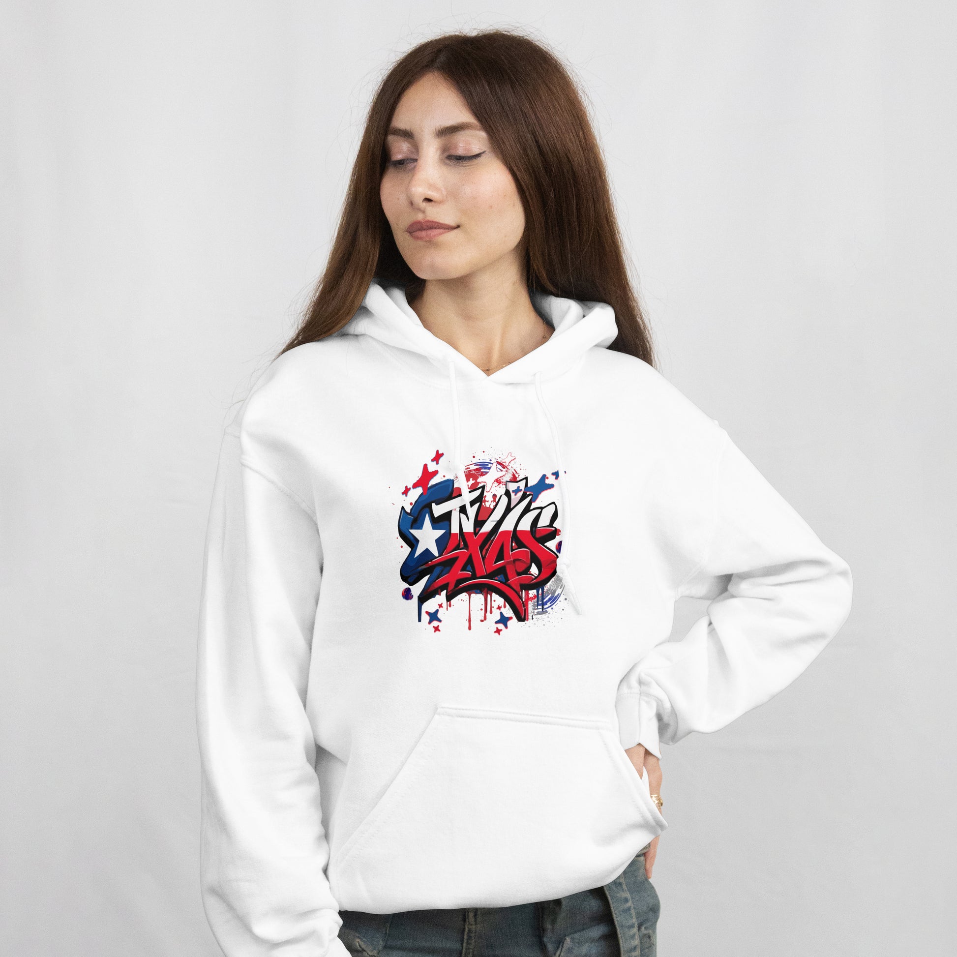 Fourth of July, Street Style Patriotic Graffiti Hoodie – Casual Unisex Sweatshirt for Celebration, Everyday Wear, Gift Idea, Summer BBQ, Fourth of July, Street Style