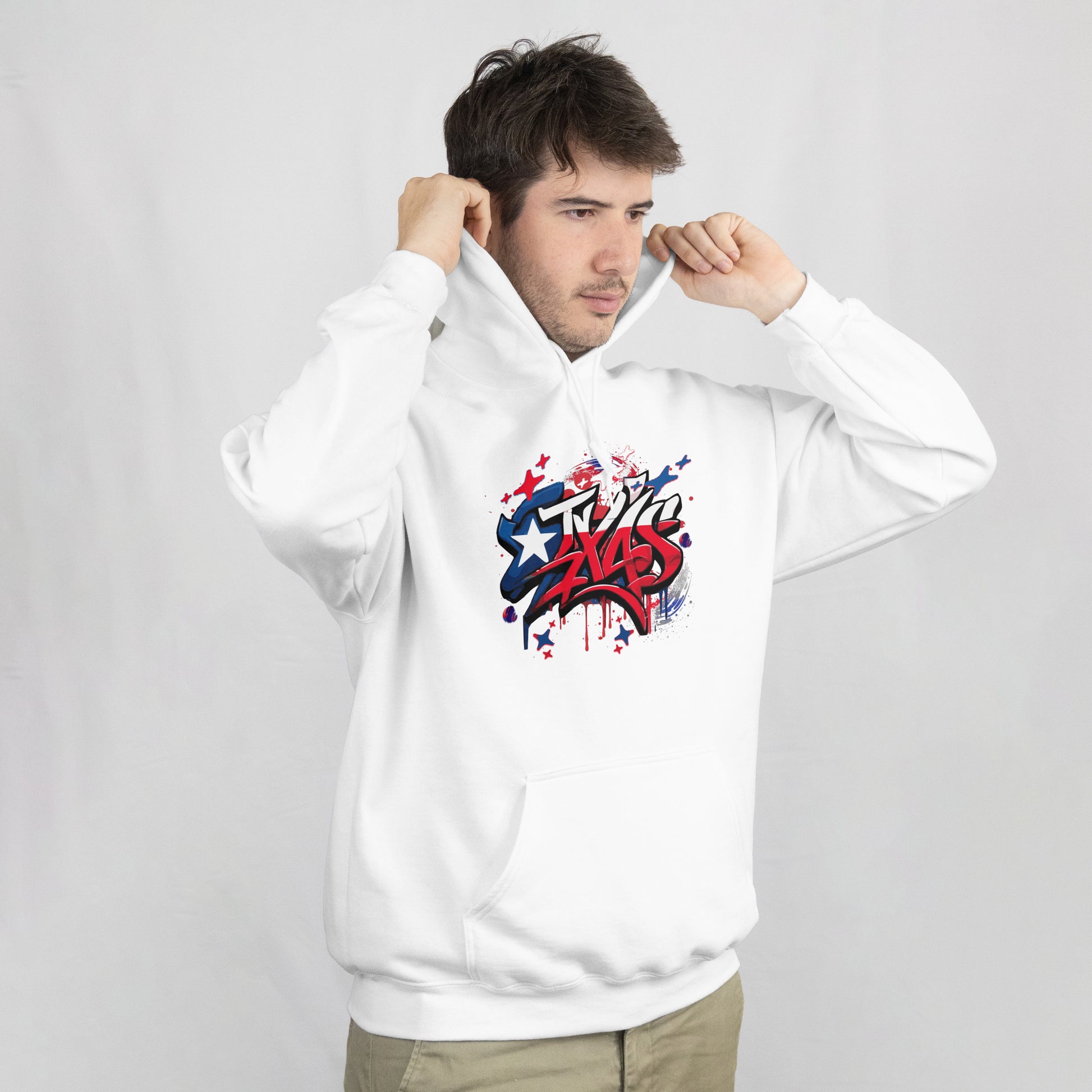Fourth of July, Street Style Patriotic Graffiti Hoodie – Casual Unisex Sweatshirt for Celebration, Everyday Wear, Gift Idea, Summer BBQ, Fourth of July, Street Style
