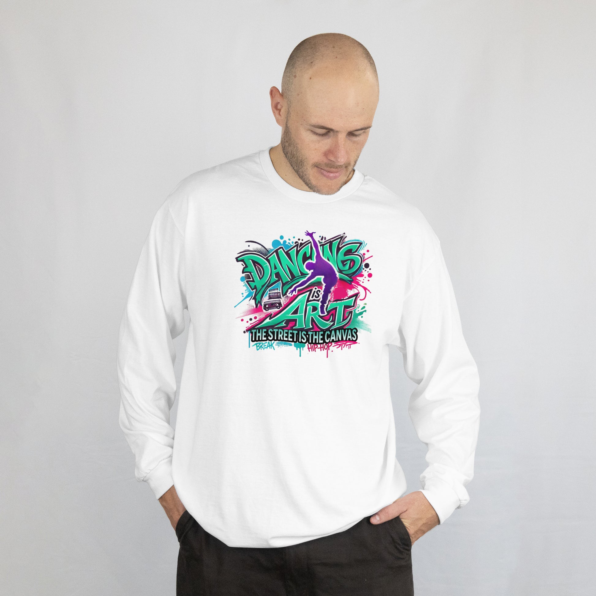 Colorful Street Art Sweatshirt, Unisex Crewneck Pullover, Dance Sweatshirt Gift, Streetwear Apparel, Artsy Fashion
