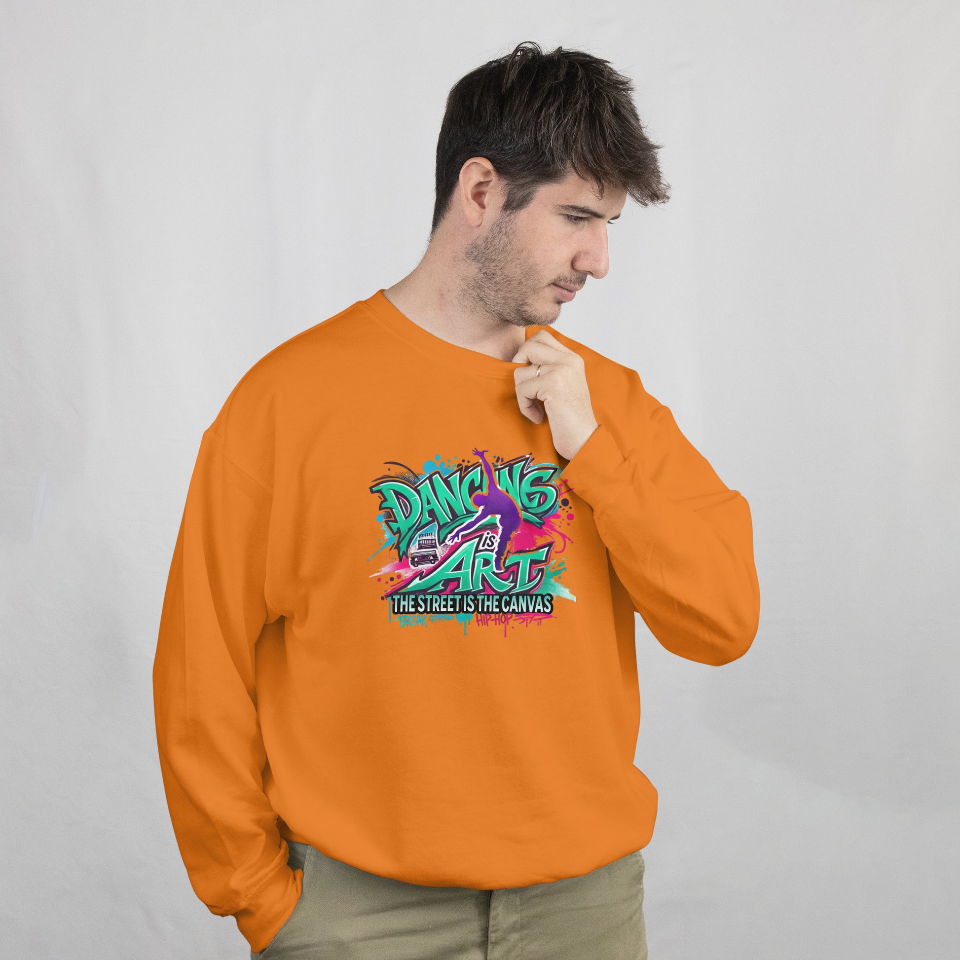 Colorful Street Art Sweatshirt, Unisex Crewneck Pullover, Dance Sweatshirt Gift, Streetwear Apparel, Artsy Fashion
