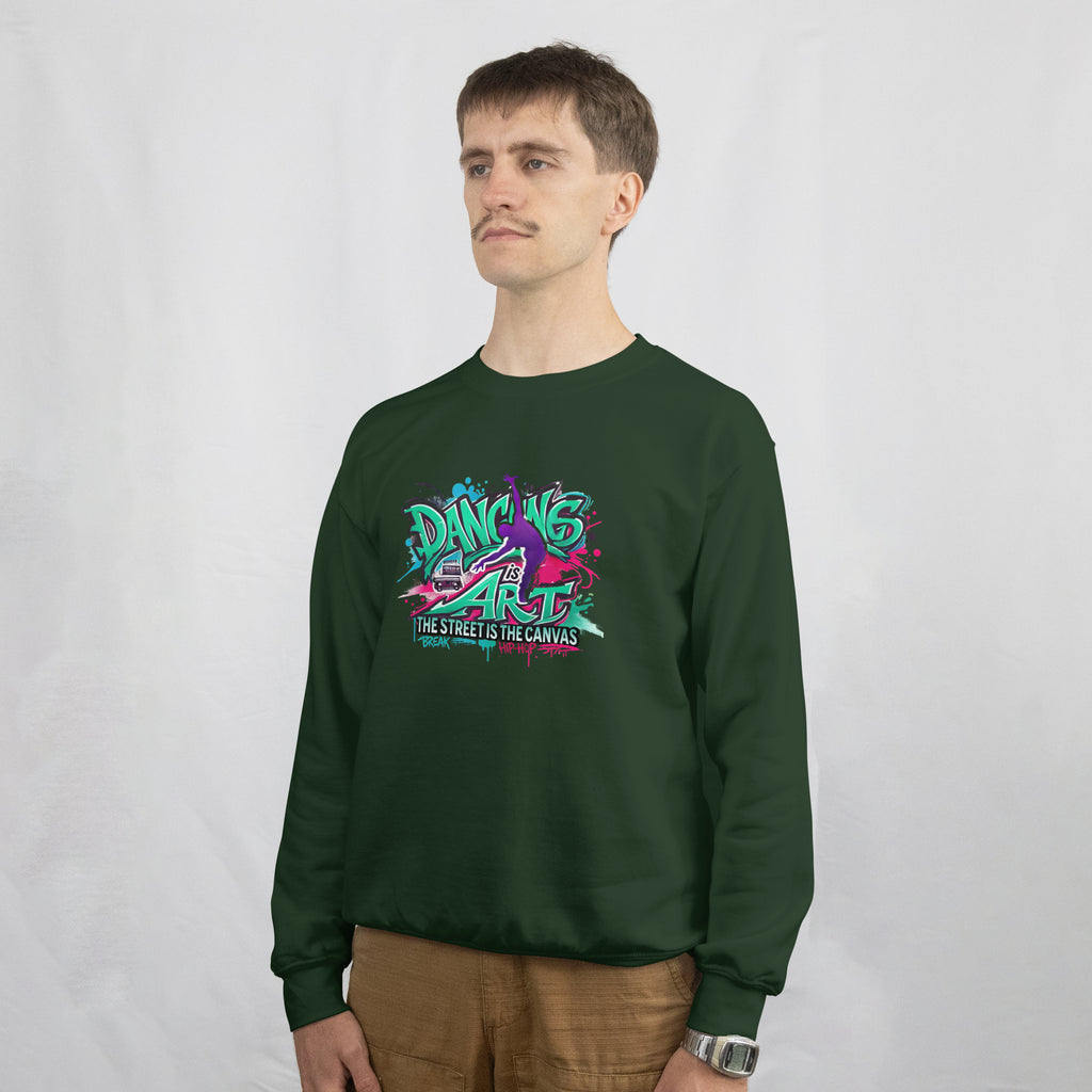 Colorful Street Art Sweatshirt, Unisex Crewneck Pullover, Dance Sweatshirt Gift, Streetwear Apparel, Artsy Fashion