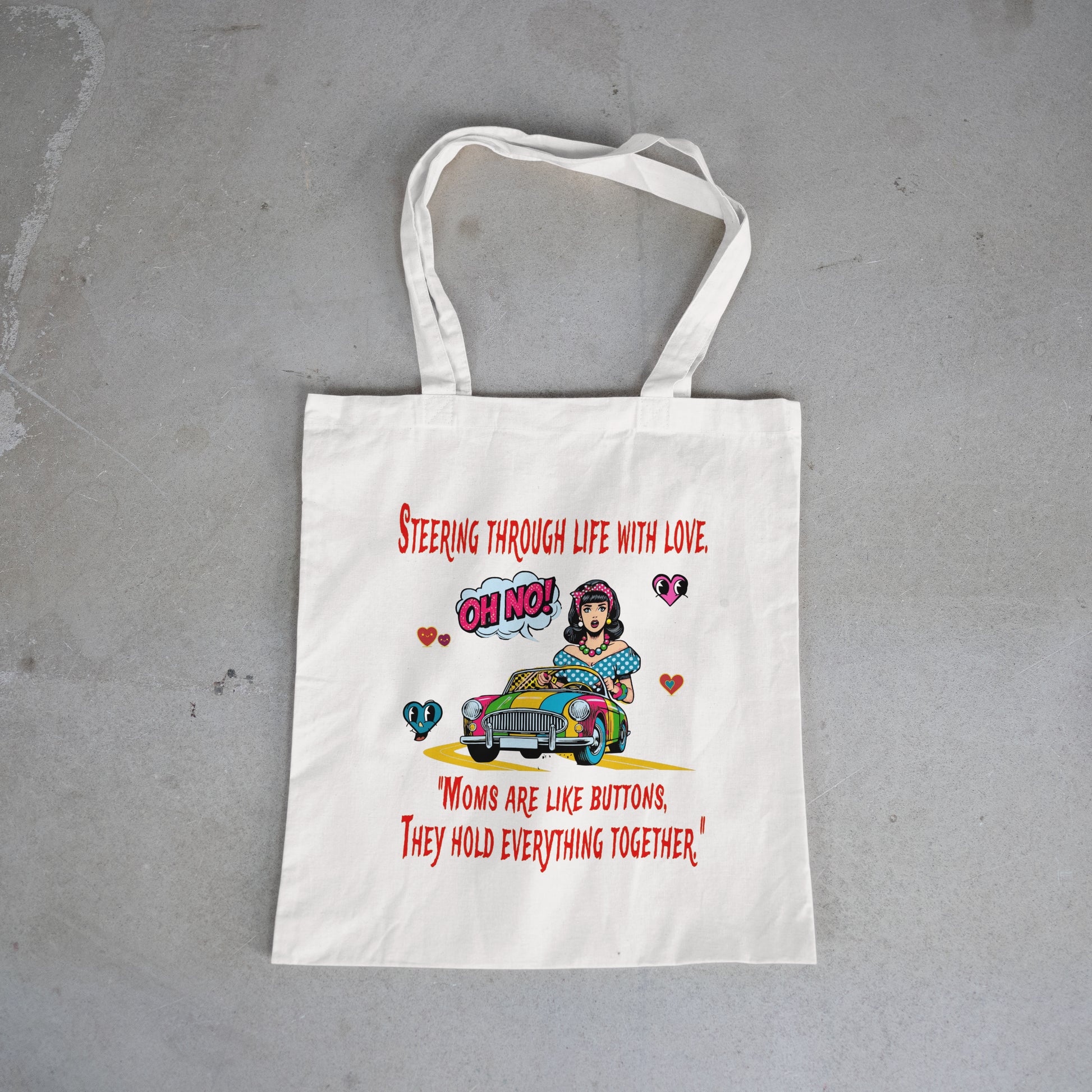 Organic Canvas Tote Bag - Fun & Whimsical Design for Moms, Eco-Friendly Gift, Grocery Bag, Everyday Use, Travel Companion