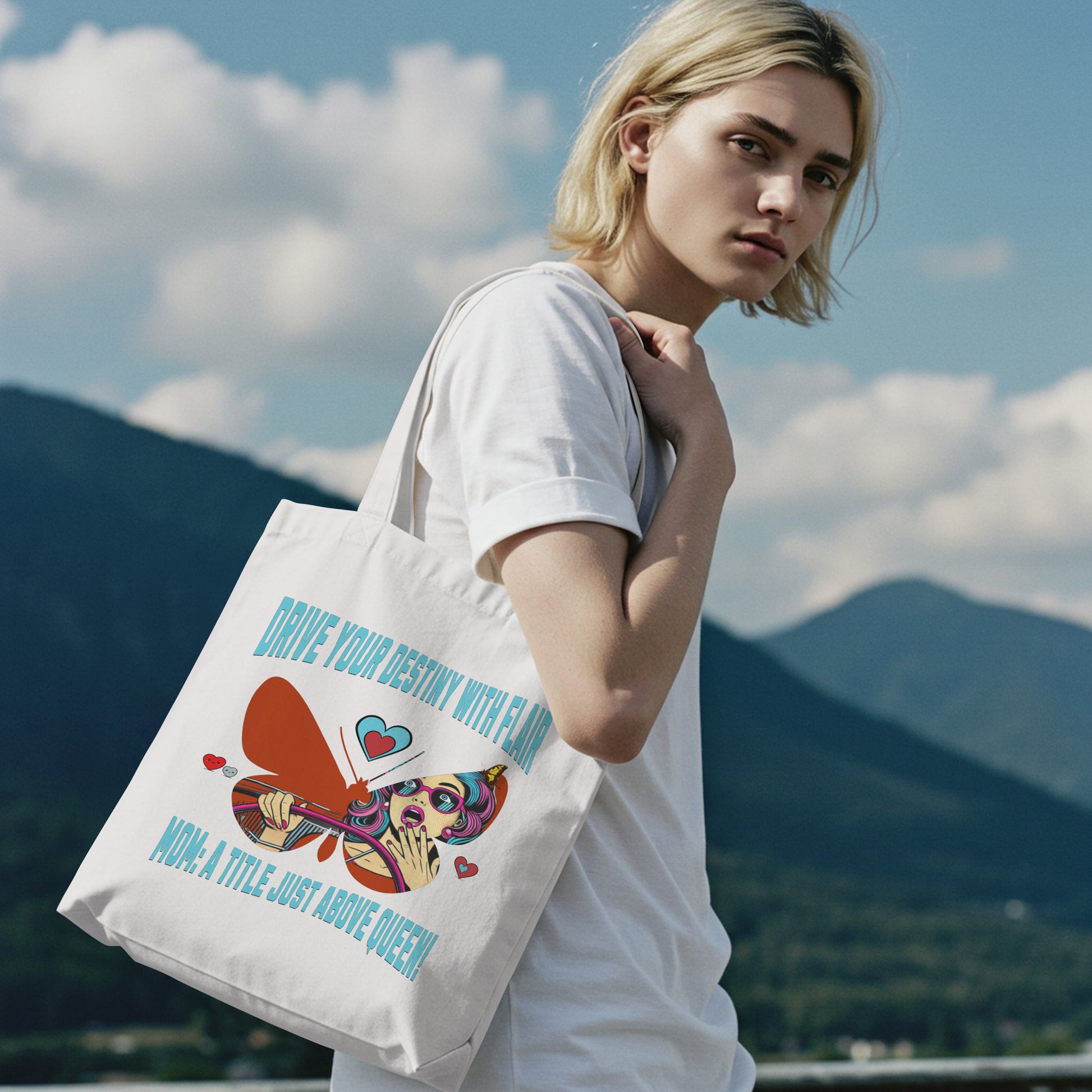Inspired Organic Canvas Tote Bag - Drive Your Destiny, Eco-Friendly Shopping, Bohemian Style, Gift for Her, Sustainable Accessory