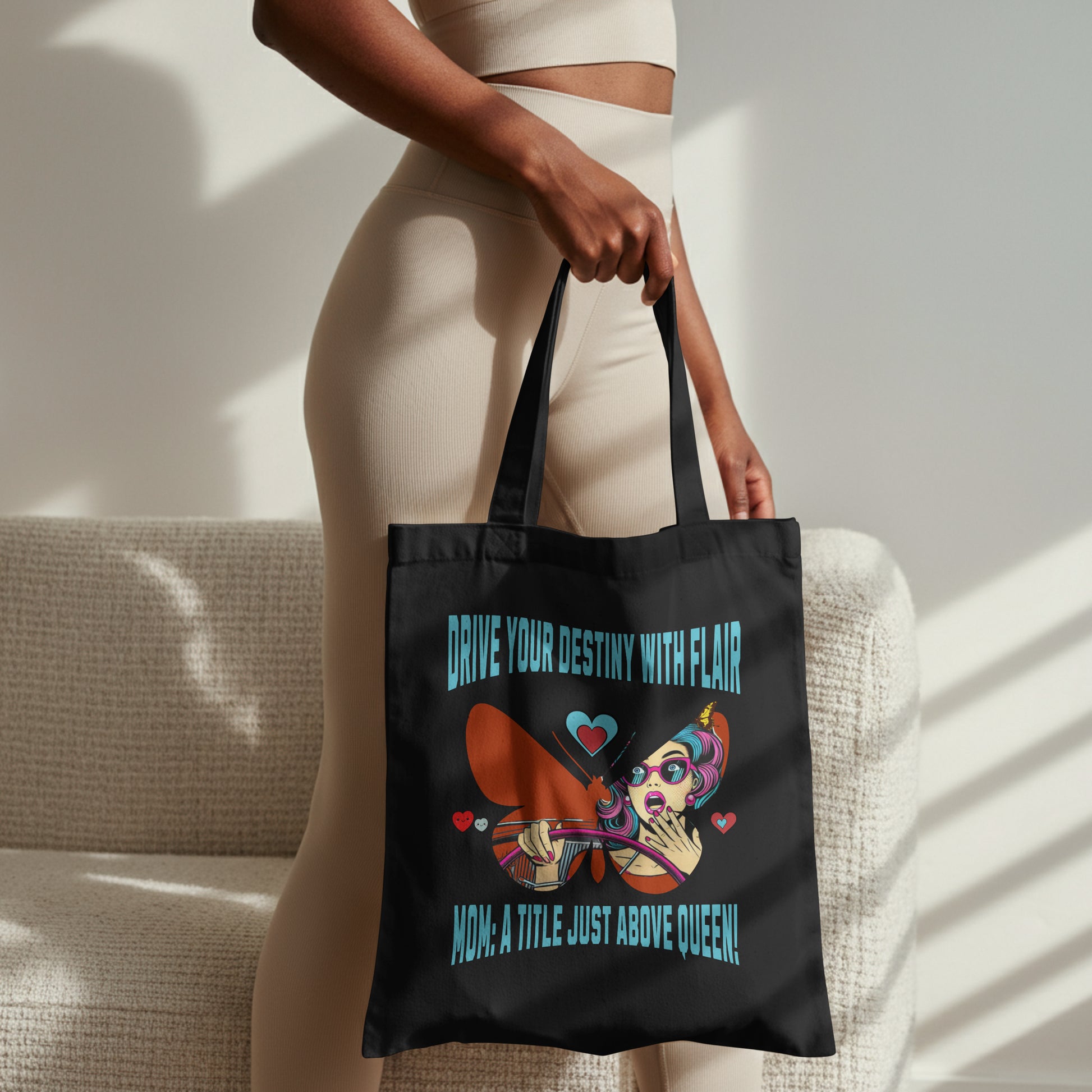 Inspired Organic Canvas Tote Bag - Drive Your Destiny, Eco-Friendly Shopping, Bohemian Style, Gift for Her, Sustainable Accessory