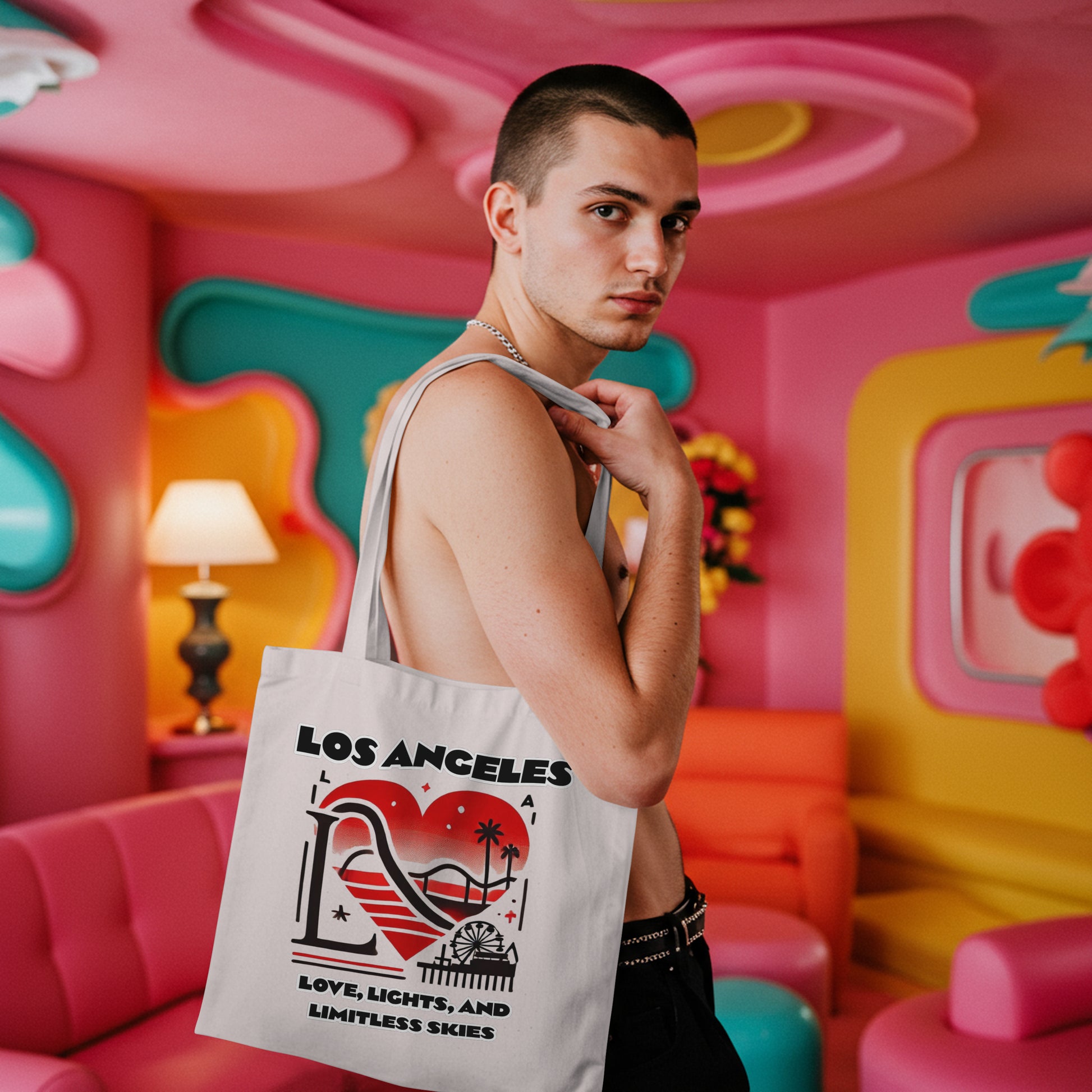 Los Angeles Love Tote Bag | AOP Beach Bag, Shopping Tote, Travel Bag, Eco-Friendly Gift, California Souvenir