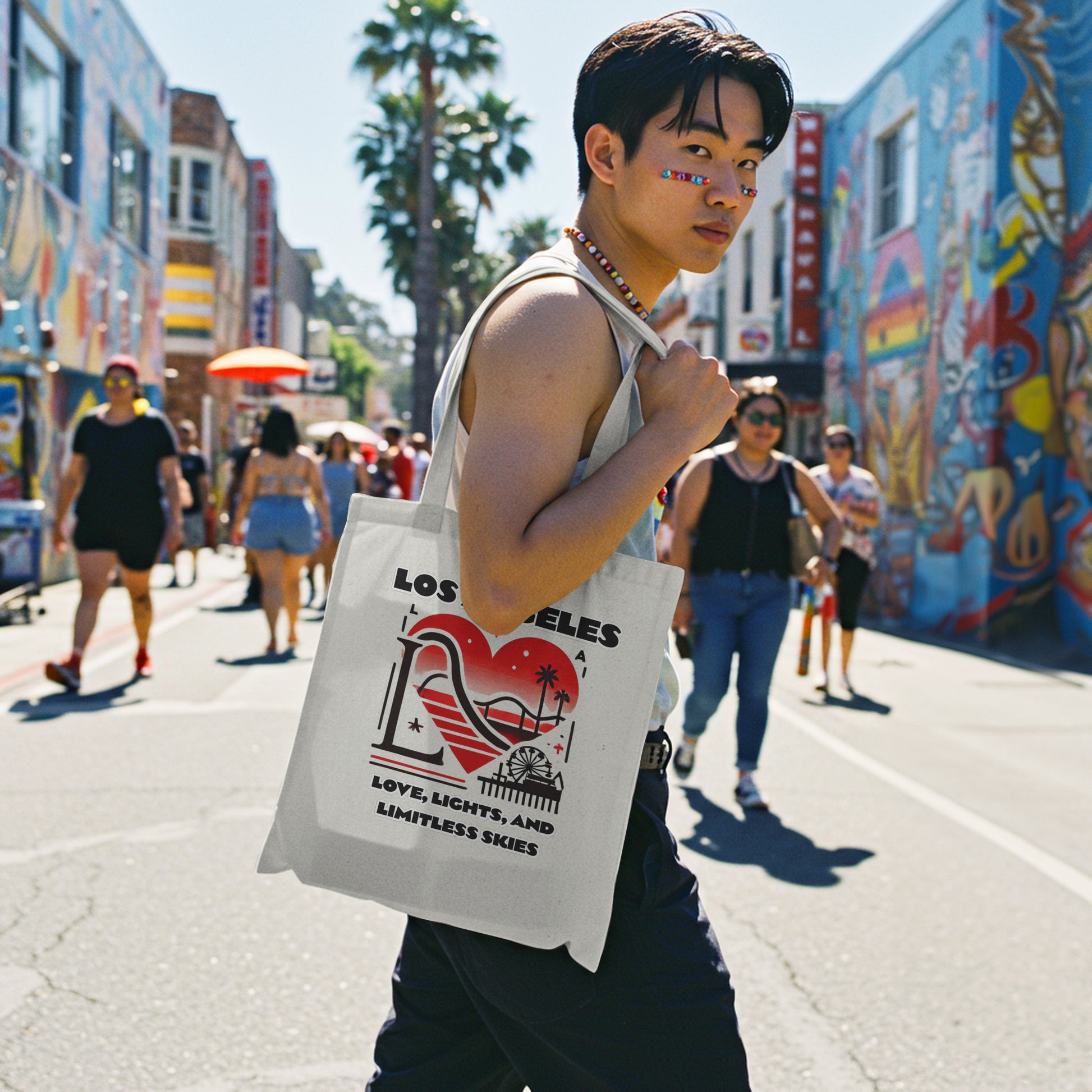 Los Angeles Love Tote Bag | AOP Beach Bag, Shopping Tote, Travel Bag, Eco-Friendly Gift, California Souvenir
