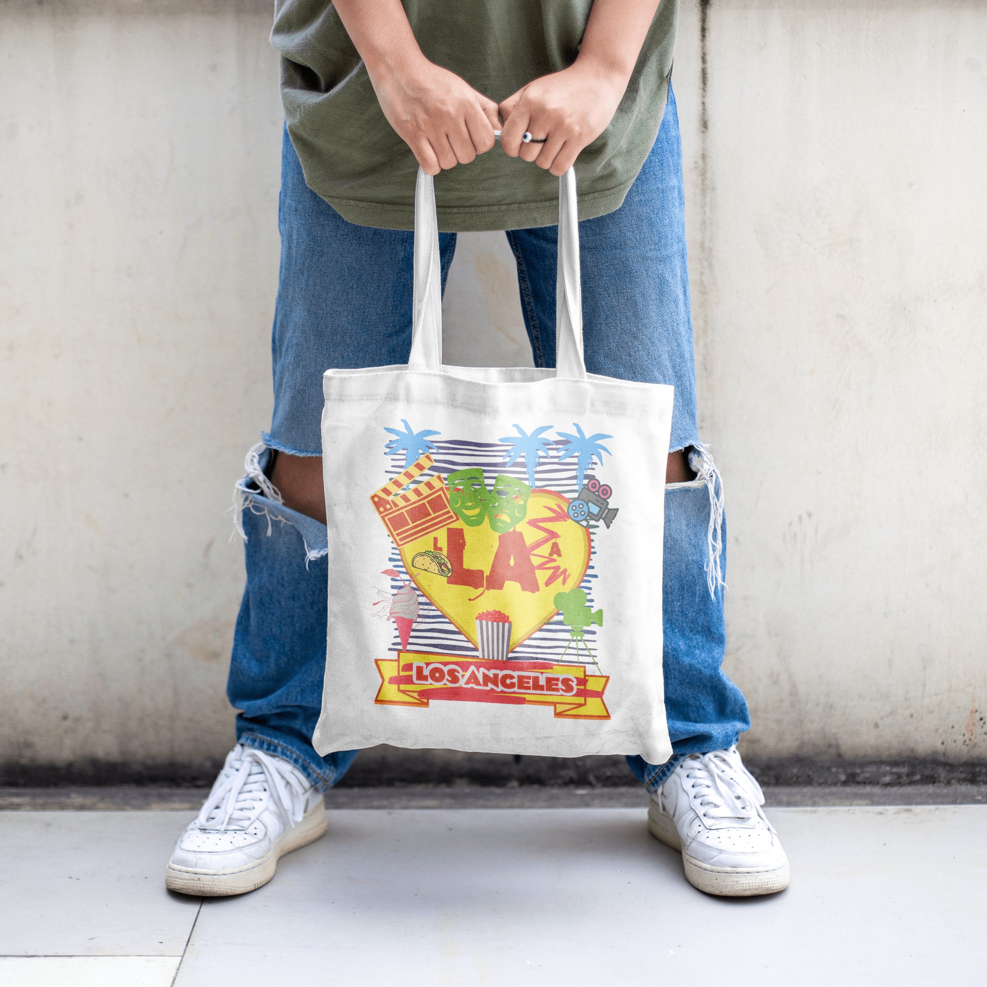 Los Angeles Love Tote Bag, Fun Beach Bag, Travel Tote, Summer Accessory, Gift for Travelers, AOP Design