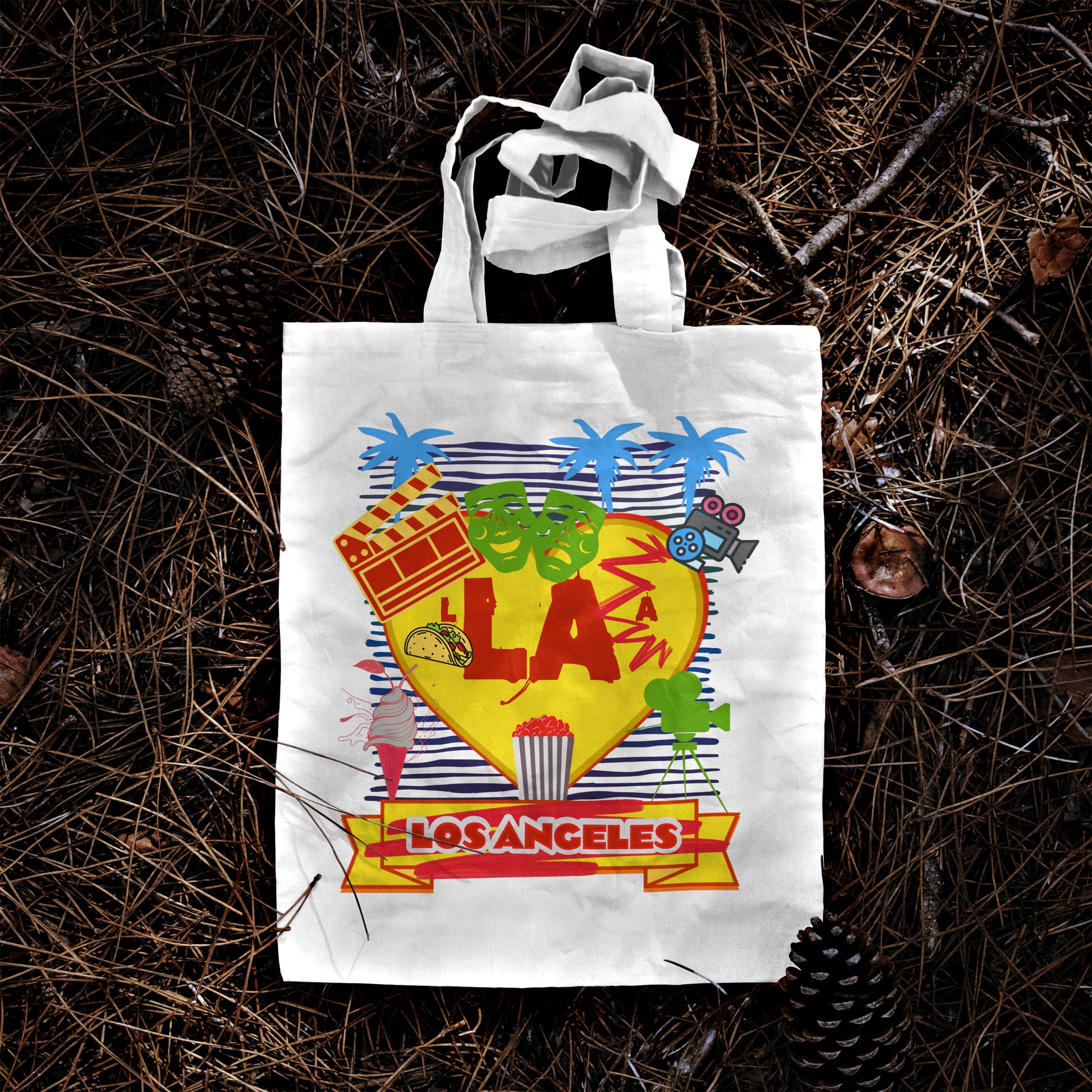 Los Angeles Love Tote Bag, Fun Beach Bag, Travel Tote, Summer Accessory, Gift for Travelers, AOP Design