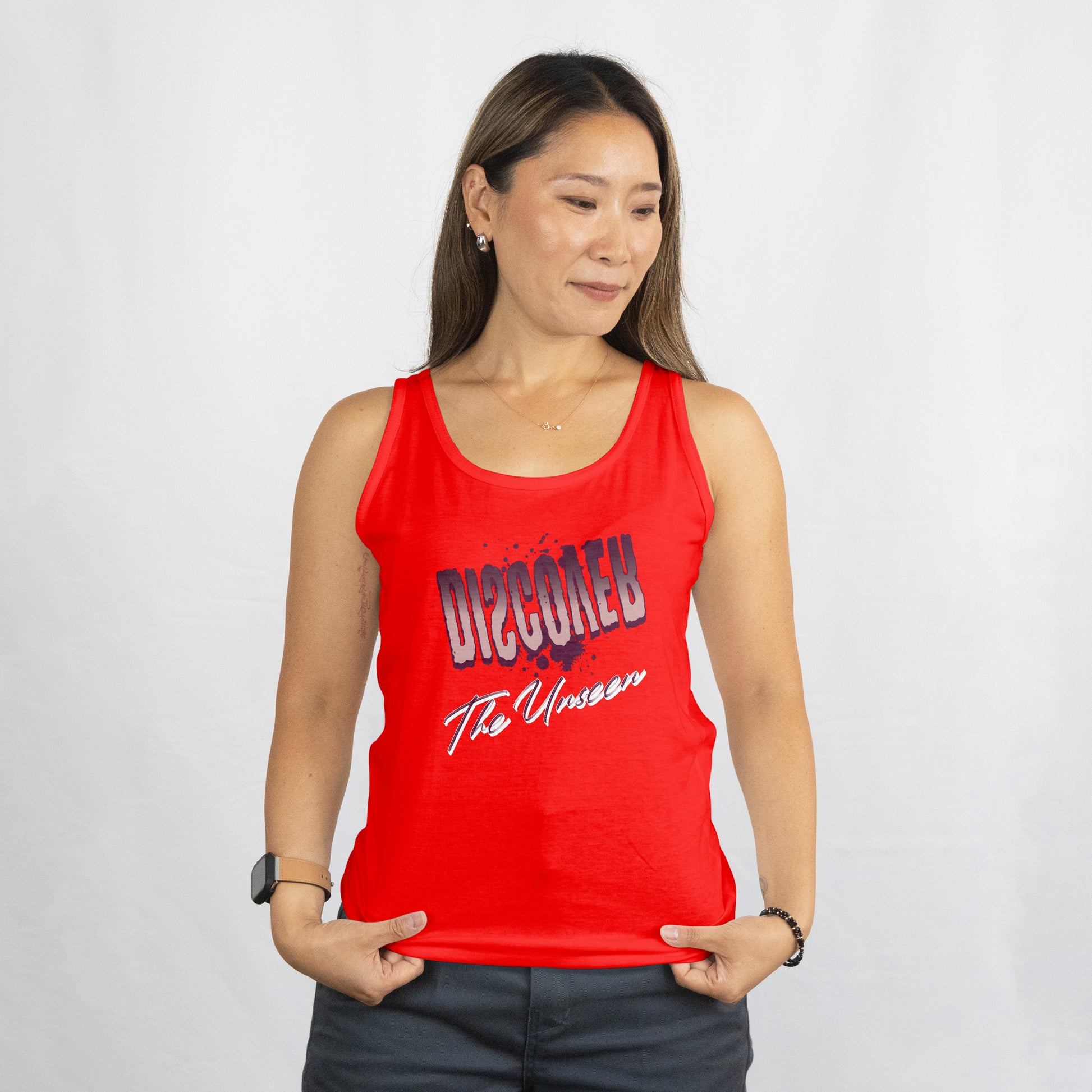 Women's Racerback Tank Top - 'The Unseen' Graphic Tee, Summer Style, Workout Wear, Casual Outfit, Gift for Her