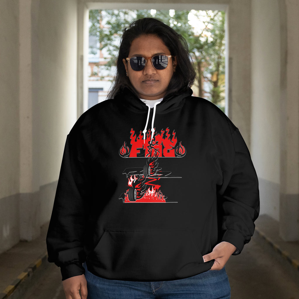 College Hoodie - "Fire" - Unisex Hooded Sweatshirt, Campus Apparel, Gift for Students, College Life, Orange Hoodie