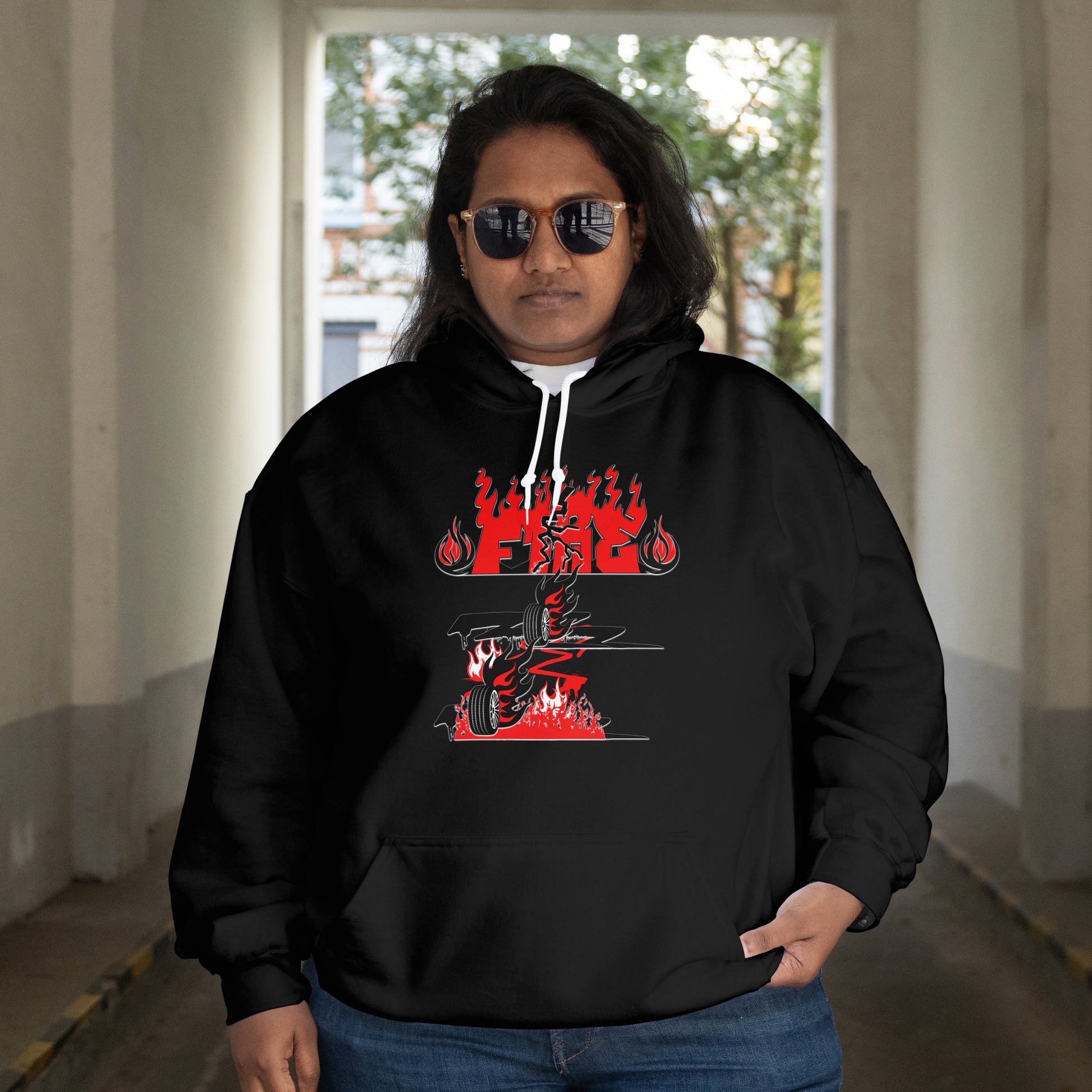 College Hoodie - "Fire" - Unisex Hooded Sweatshirt, Campus Apparel, Gift for Students, College Life, Orange Hoodie