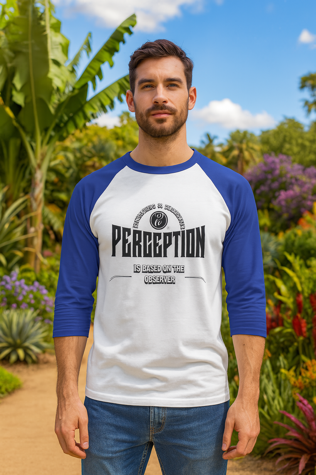 Three-Quarter Sleeve Raglan Shirt with 'Perception is Based on the Observer' Design - Casual Tee for Mindful Living, Great Gift [...]