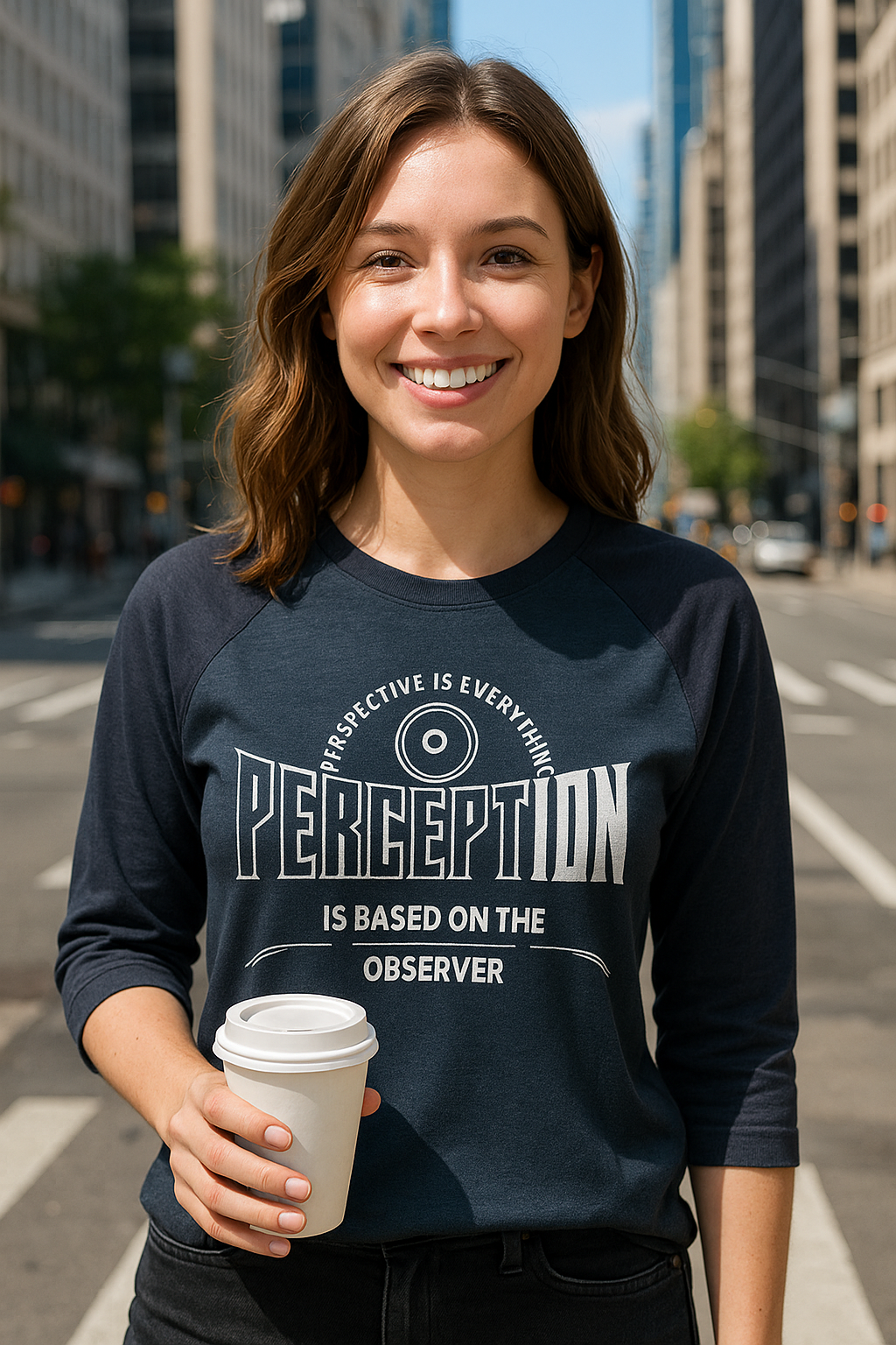 Three-Quarter Sleeve Raglan Shirt with 'Perception is Based on the Observer' Design - Casual Tee for Mindful Living, Great Gift [...]