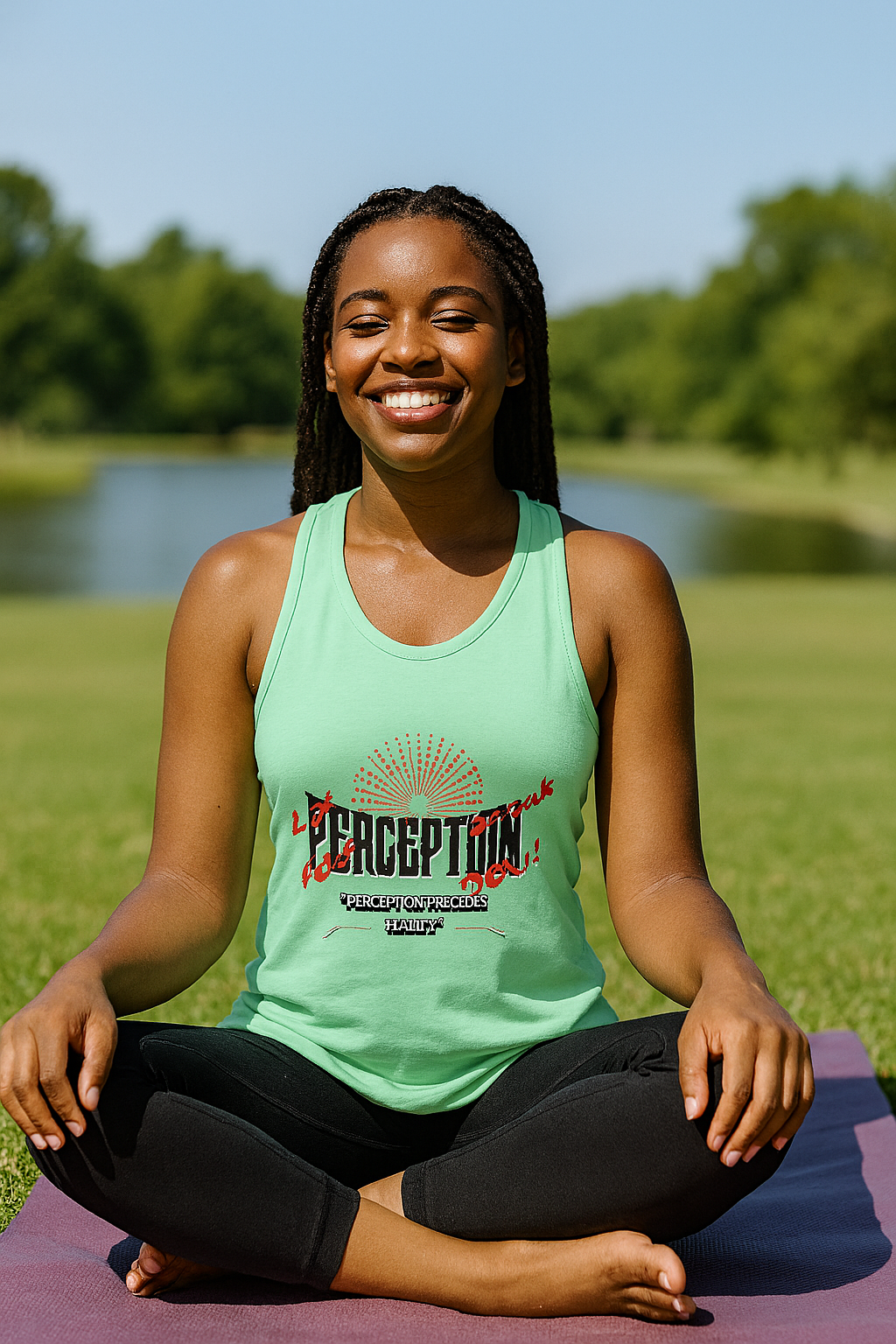 Women's Racerback Tank Top with 'Perception' Design, Women's Workout Apparel, Casual Summer Top, Gift for Her, Yoga & Fitness Gear