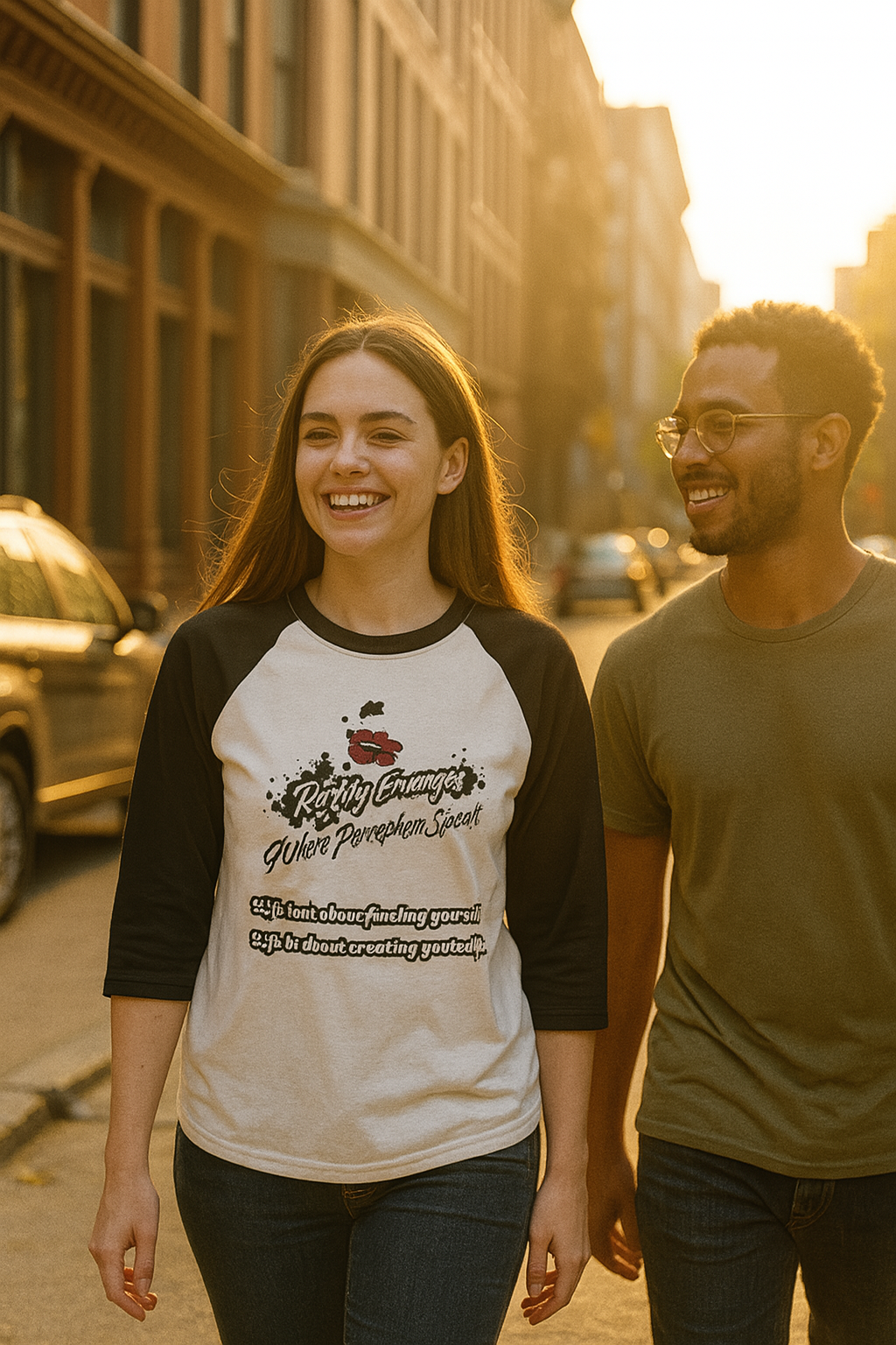 Three-Quarter Sleeve Raglan Shirt - Empowerment Shirt - “Reality Emerges” - Gift for Friends, Casual Wear, Positive Affirmation Tee