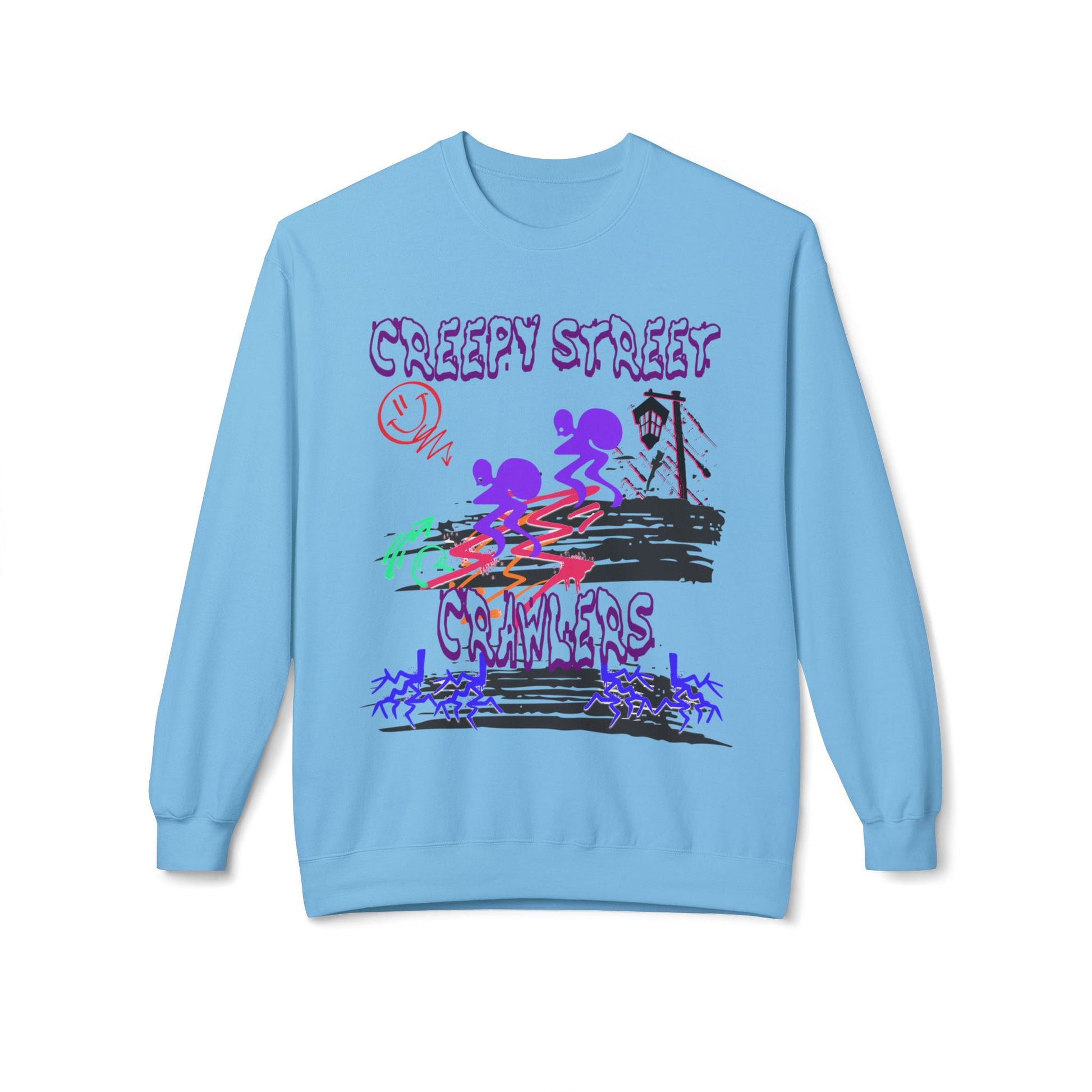 Creepy Street Crawlers Sweatshirt | Cozy Unisex Fleece Crewneck | Ideal for Halloween, Casual Wear, Fall Outings, Gift for Friends