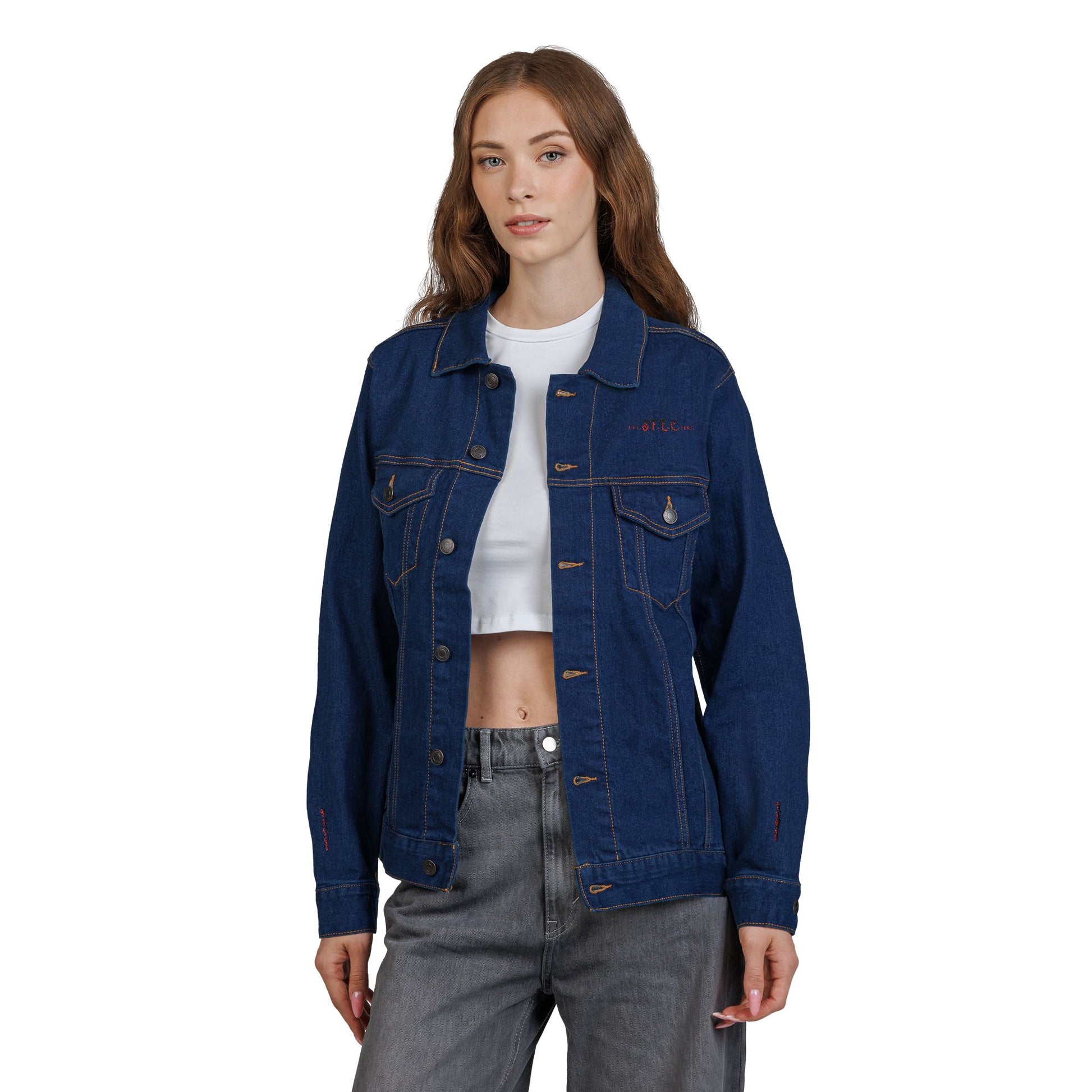 Unisex Classic Denim Jacket – Phoenix & Microphone Embroidered Back