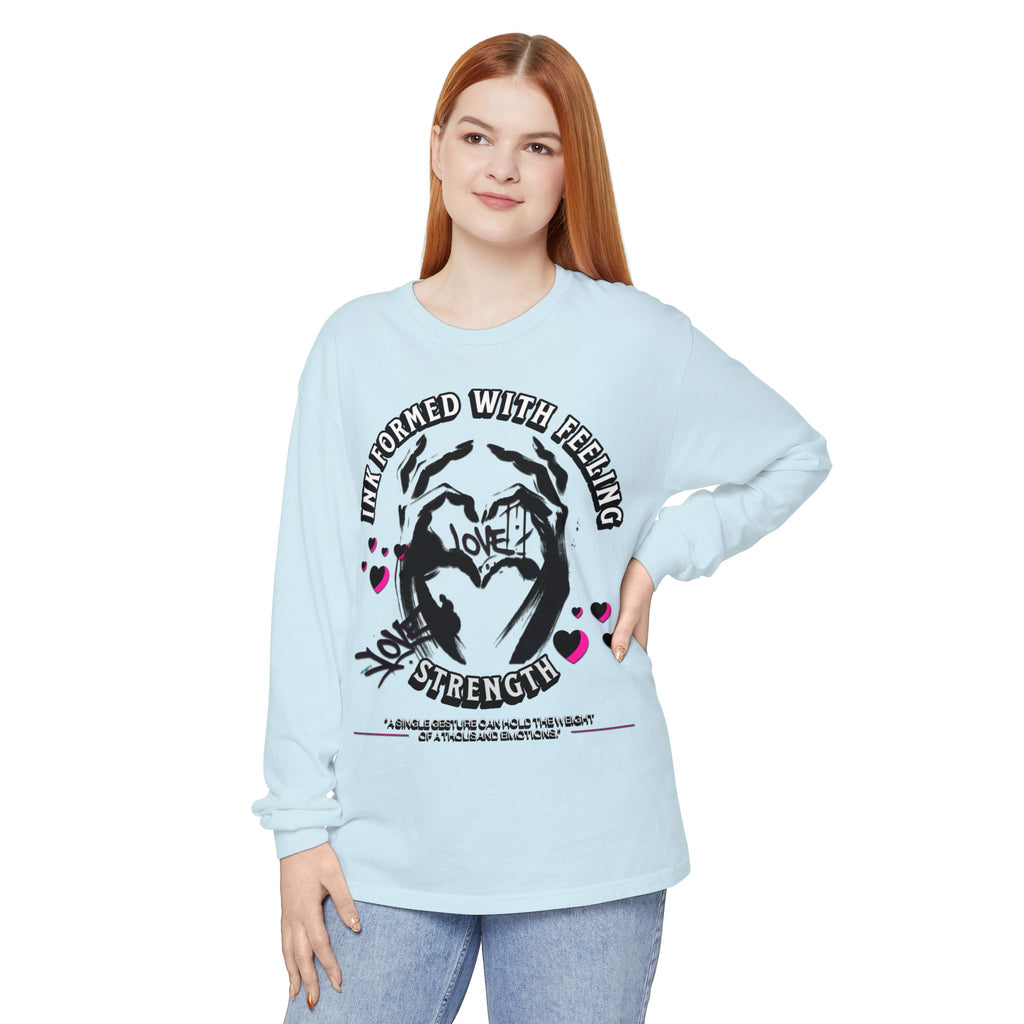 Wearable Art Long-Sleeve Tee  T-Shirt Love and Strength Graphic Design