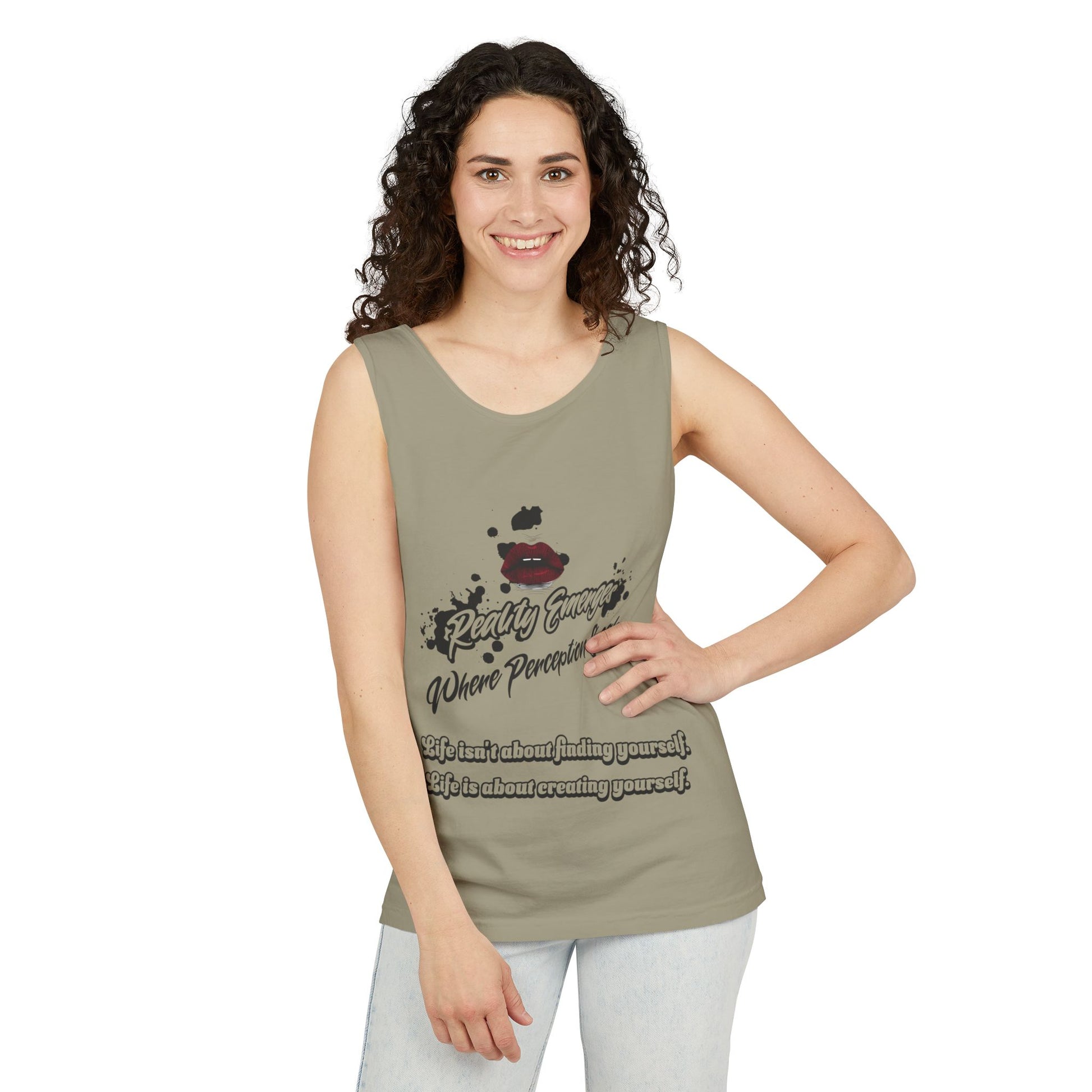 Tank Top - "Create Yourself" Quote Design, Motivational Apparel, Gift for Self-Love, Summer Essential, Positive Vibes