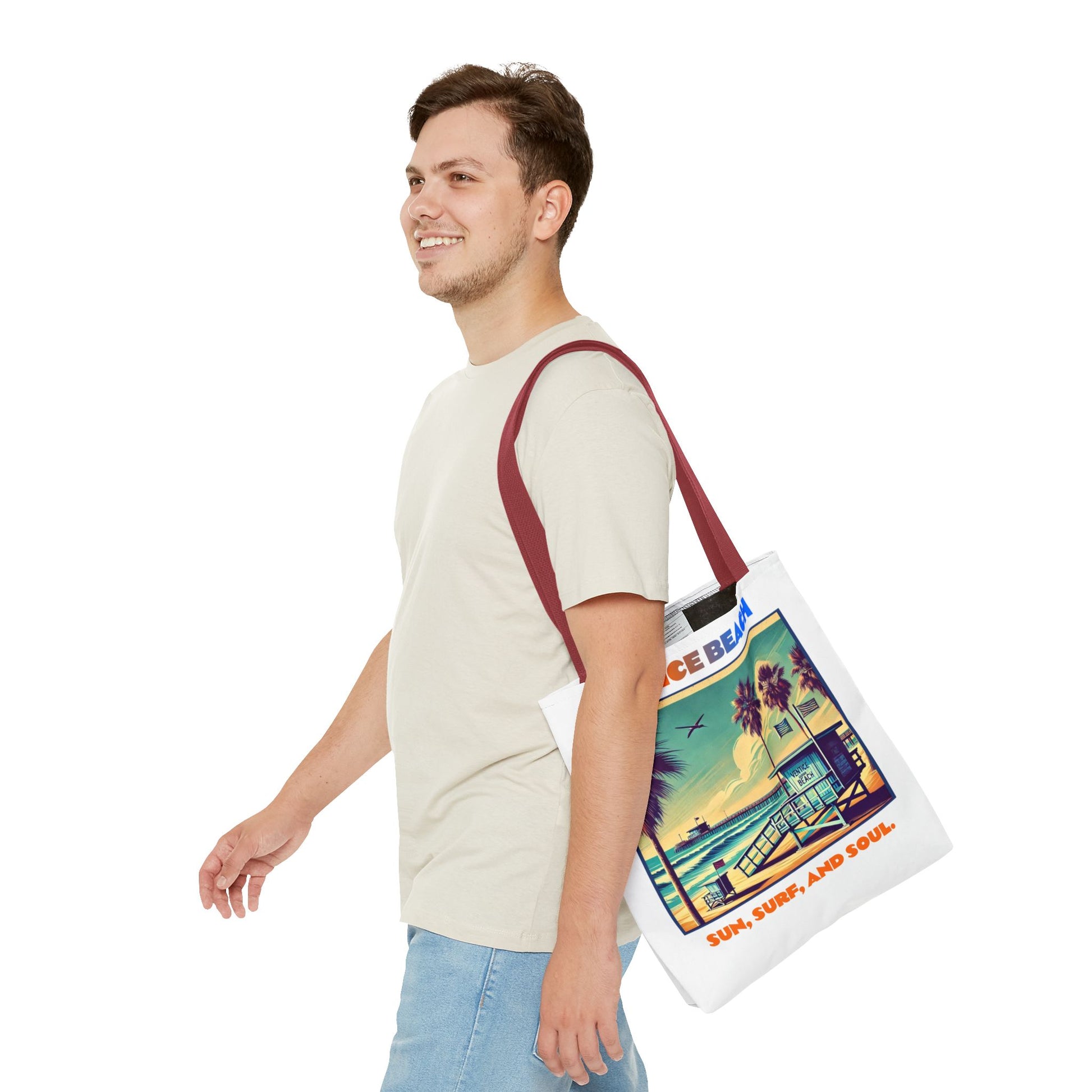 Venice Beach Tote Bag - Sun, Surf, and Soul, Beach Bag, Eco-Friendly, Summer Essential, Travel Tote, Gift for Beach Lovers