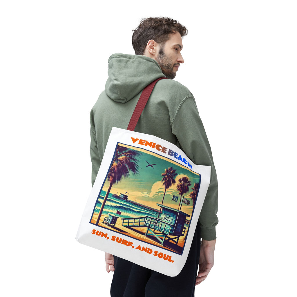 Venice Beach Tote Bag - Sun, Surf, and Soul, Beach Bag, Eco-Friendly, Summer Essential, Travel Tote, Gift for Beach Lovers