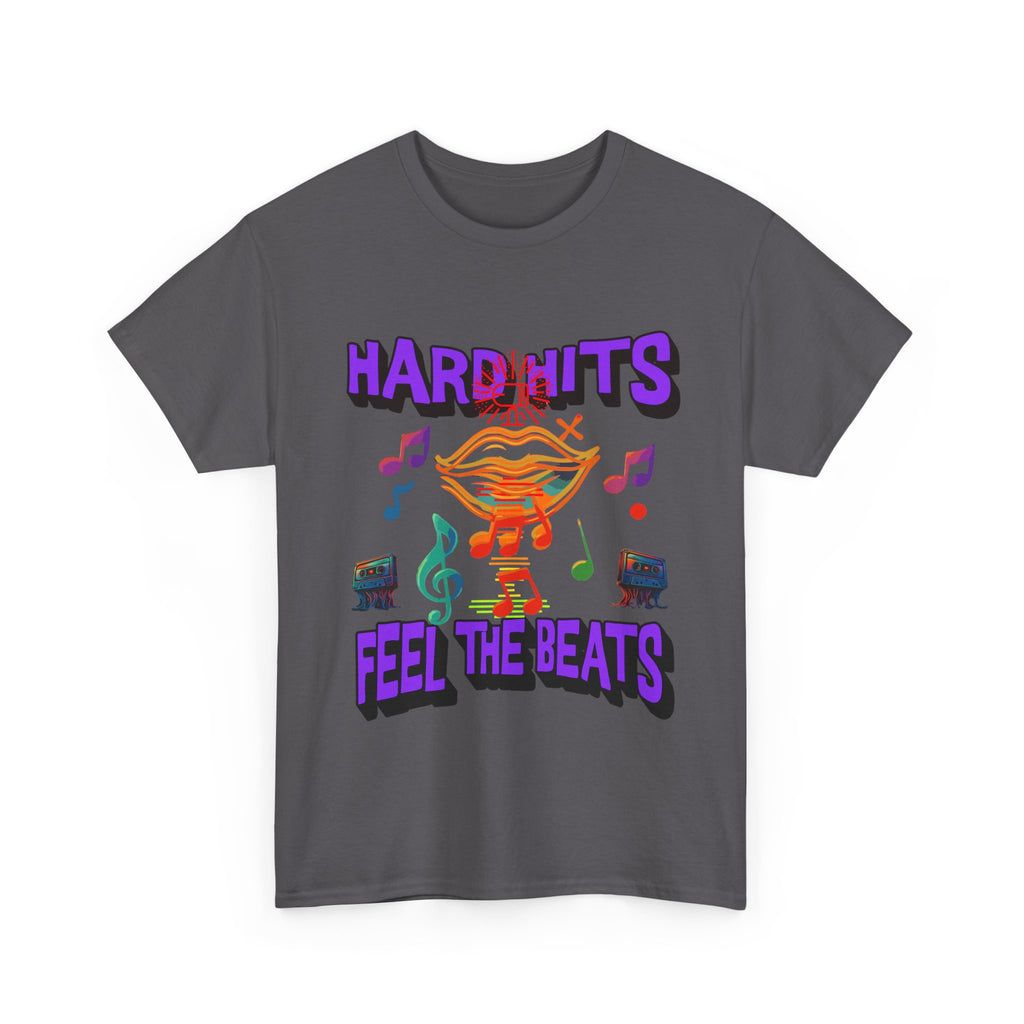 Music Lover Tee - Hard Hits Feel The Beats, Unisex Cotton Shirt, Perfect Gift for Musicians, Concerts, Festivals, Casual Wear