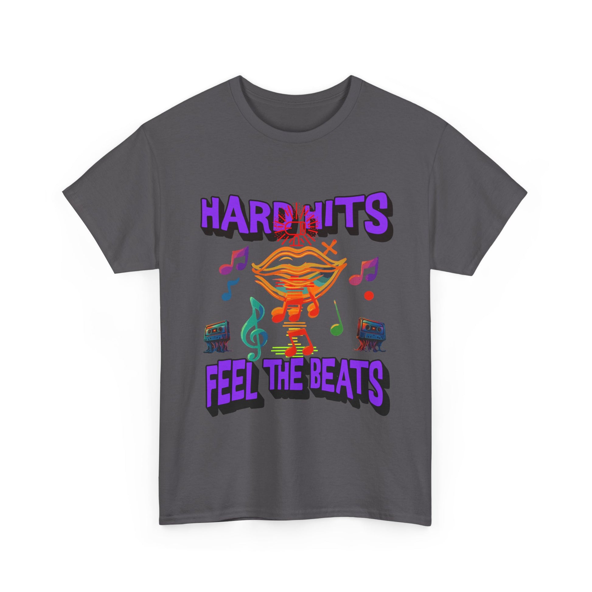 Music Lover Tee - Hard Hits Feel The Beats, Unisex Cotton Shirt, Perfect Gift for Musicians, Concerts, Festivals, Casual Wear