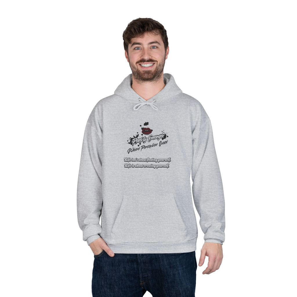 Hoodie Reality Emerges Where Perception Speaks Red Lips and Ink Splatter Design